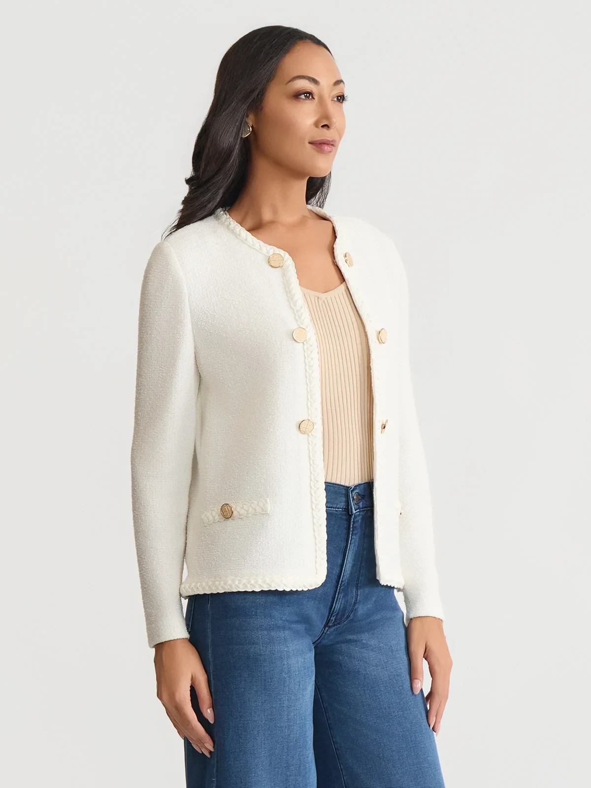 Relaxed Lightweight Soft Tweed Knit Jacket, photo 15