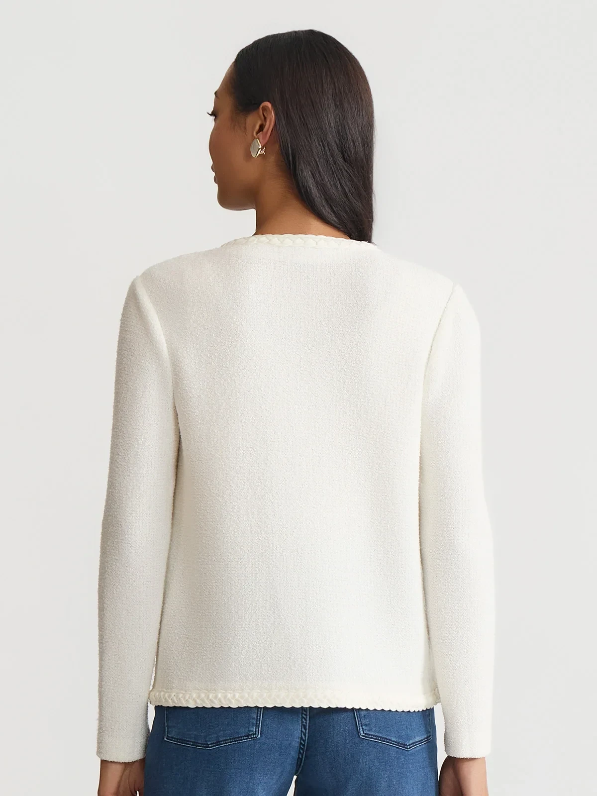 Relaxed Lightweight Soft Tweed Knit Jacket, photo 17