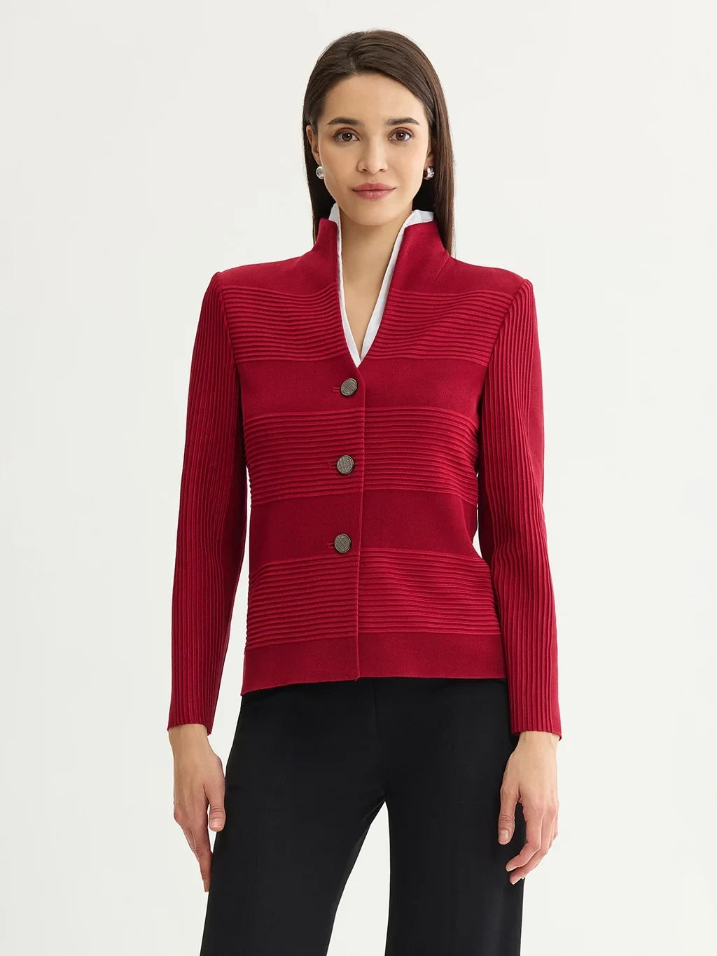 Tailored Ottoman Stitch Knit Jacket