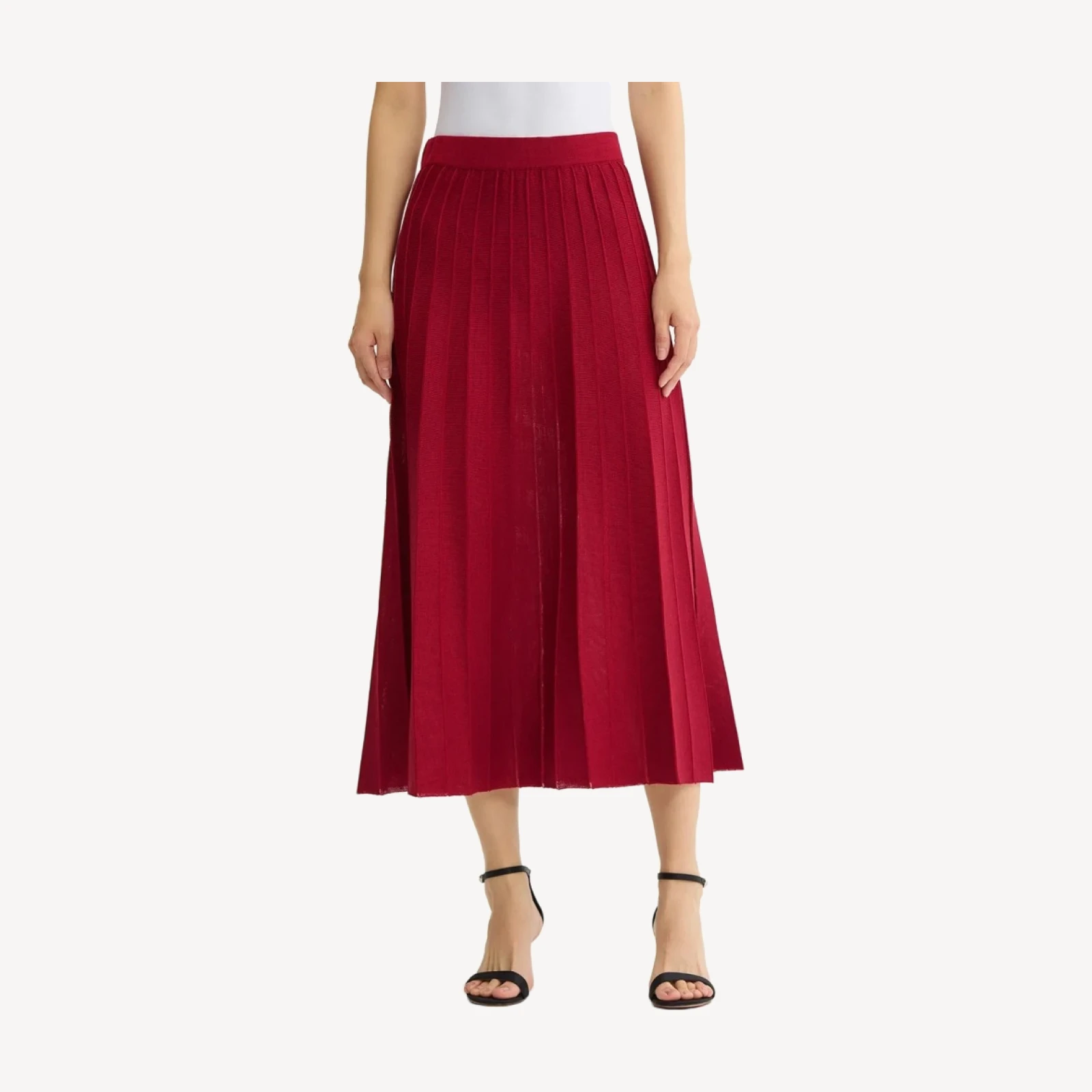 Flared Wide Ribbed Soft Knit Maxi Skirt
