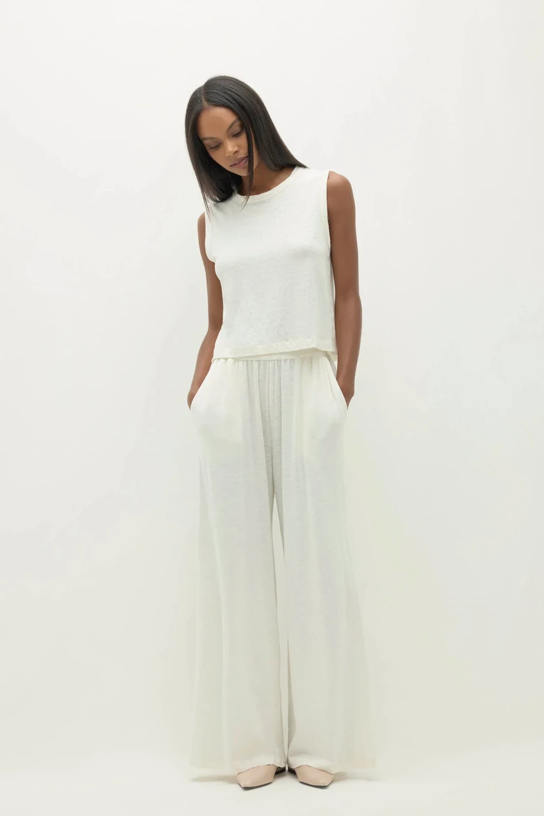 LUELLA LINEN TANK TOP - OFF-WHITE