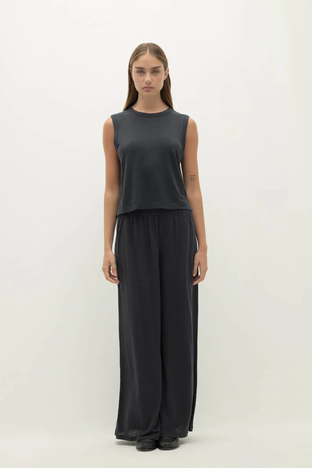 LUELLA LINEN TANK TOP - BLACK
