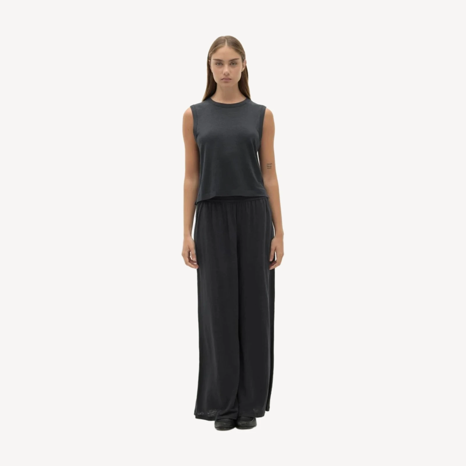 LUELLA LINEN TANK TOP - BLACK