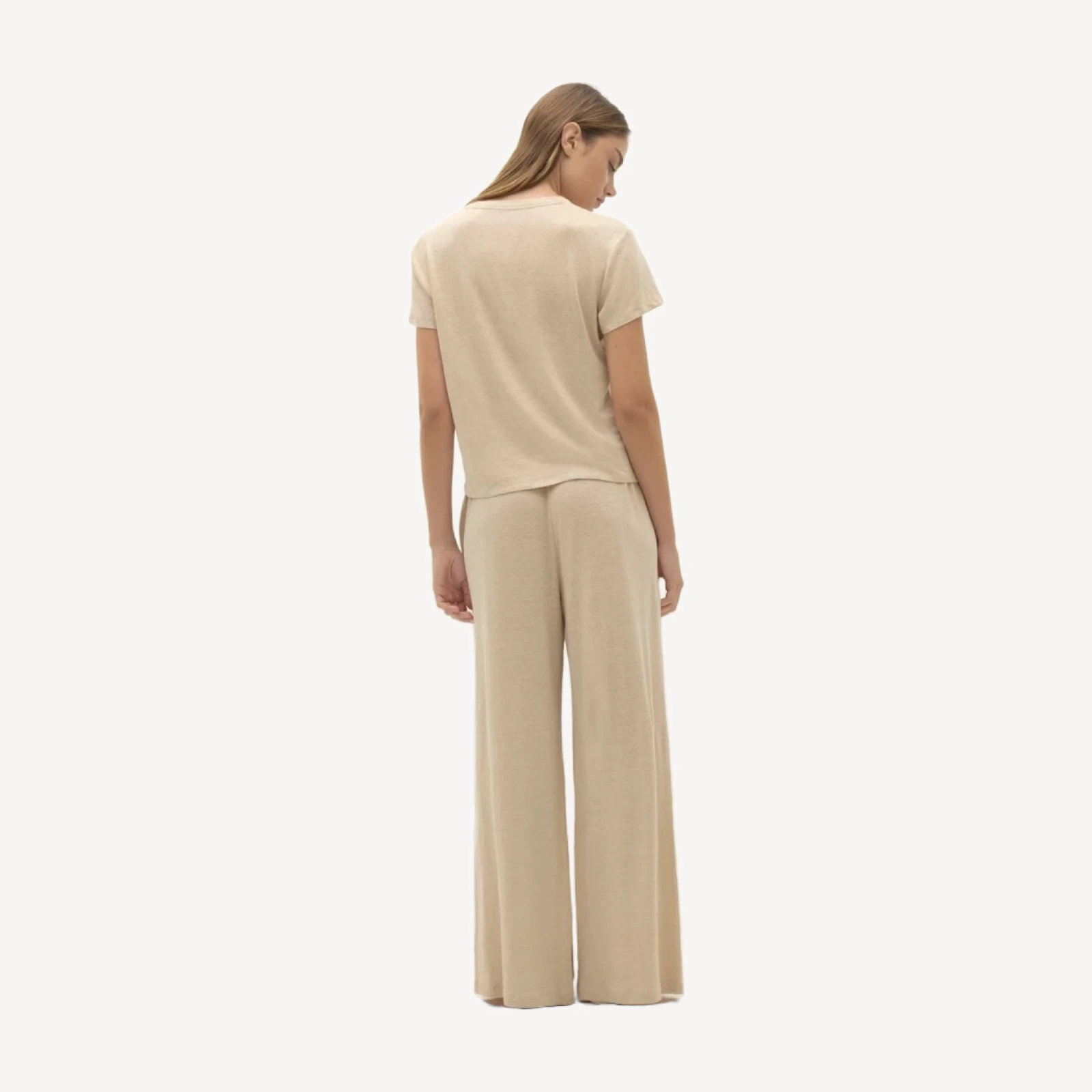 CHLOE LINEN CREWNECK TEE - FLAX