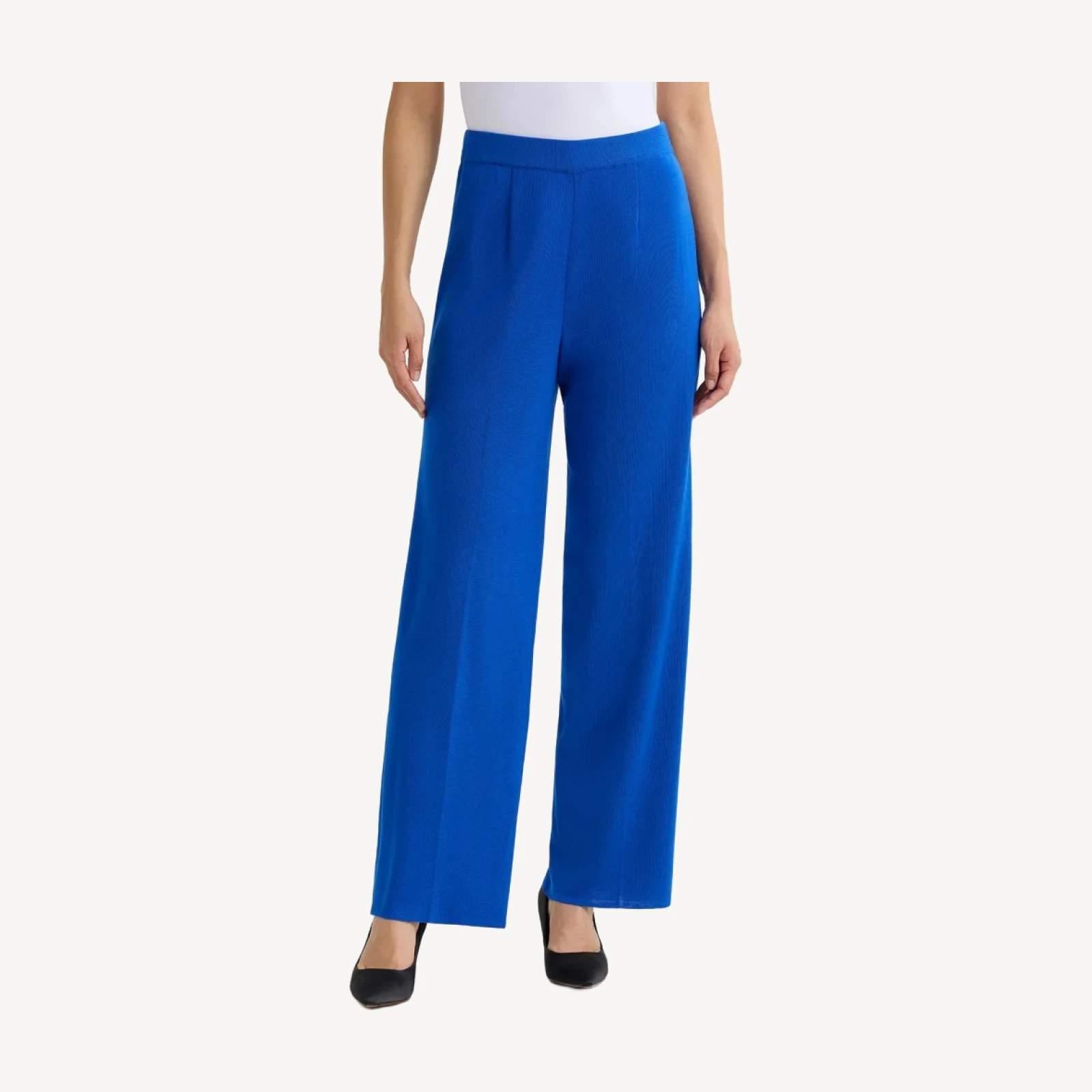Nancy Wide Leg Mylana Knit Pant, Aegean Blue