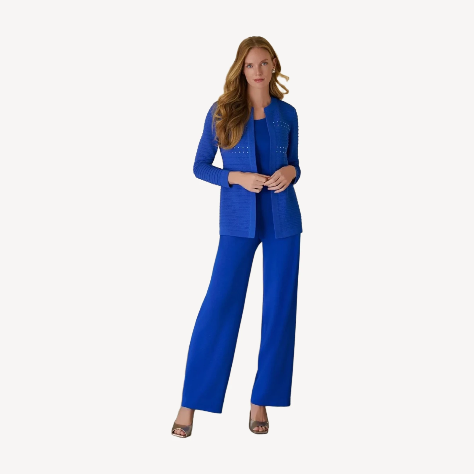 Nancy Wide Leg Mylana Knit Pant, Aegean Blue