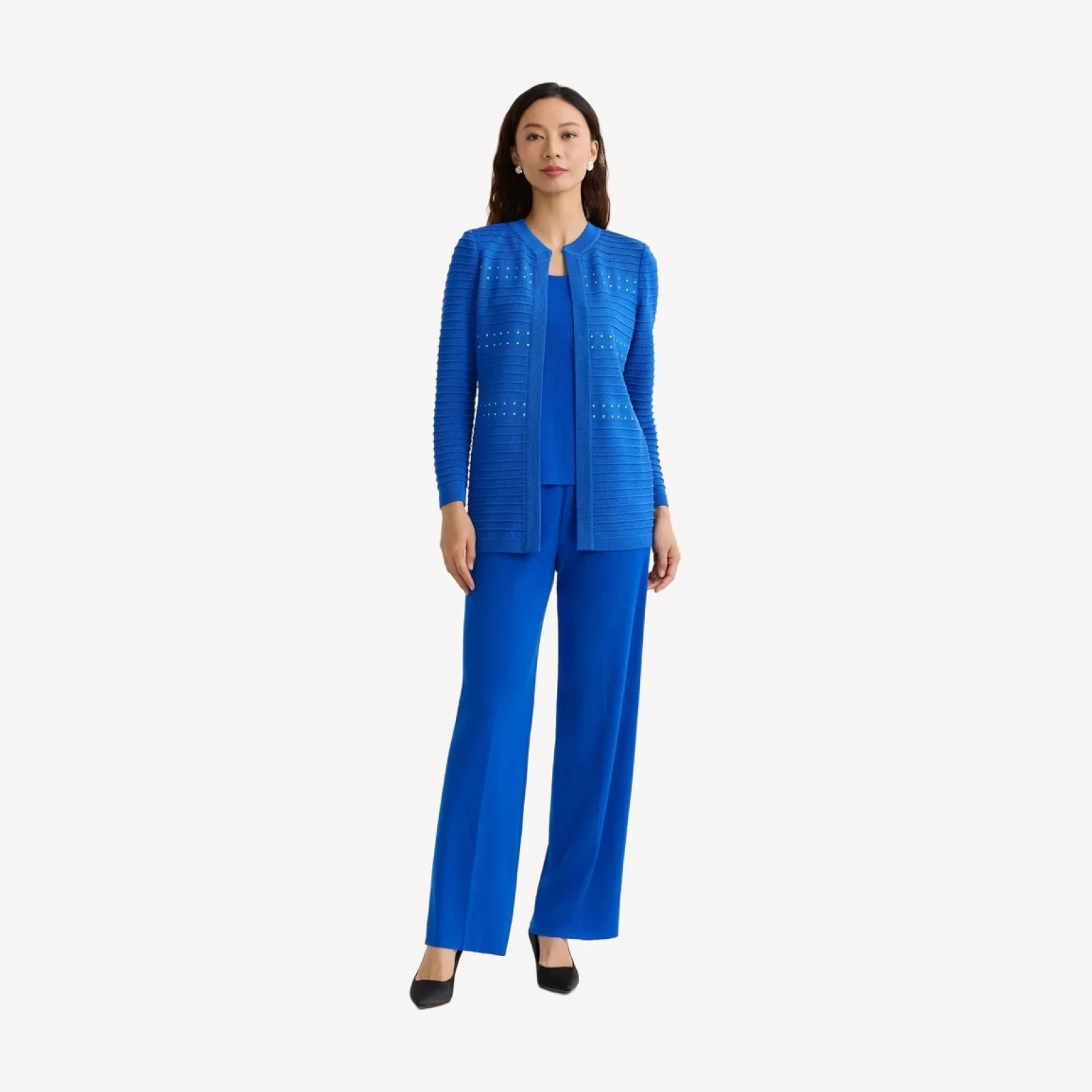 Nancy Wide Leg Mylana Knit Pant, Aegean Blue