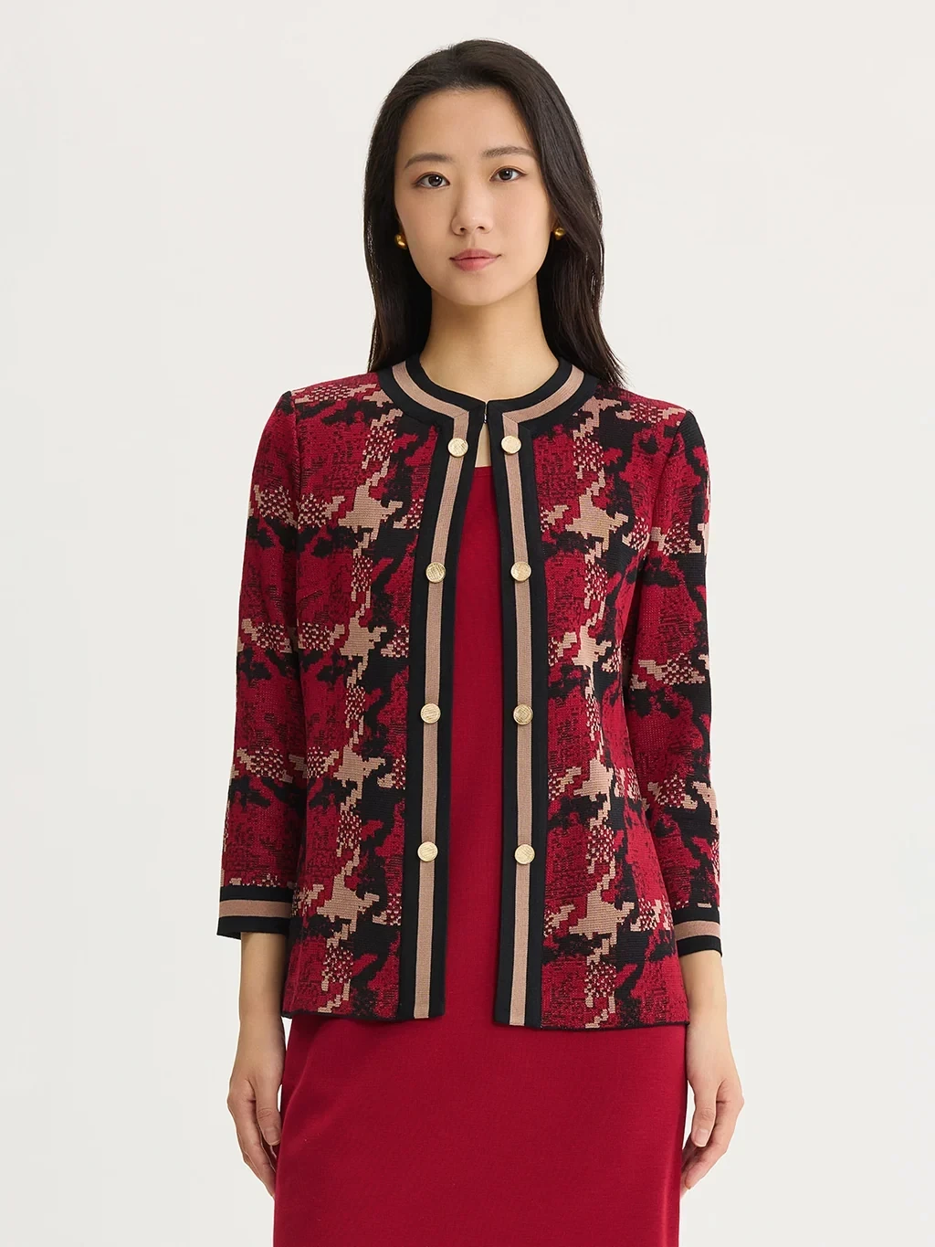 Heritage Abstract Houndstooth Knit Jacket