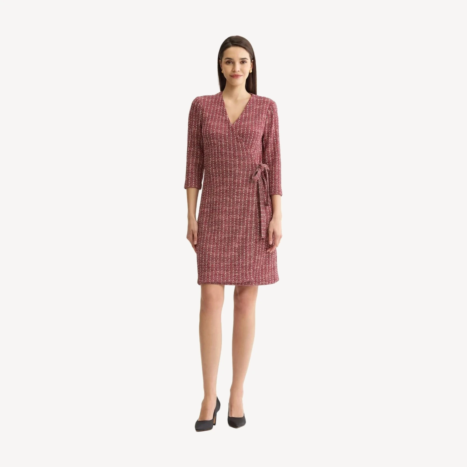 Tweed Jacquard Knit Wrap Dress