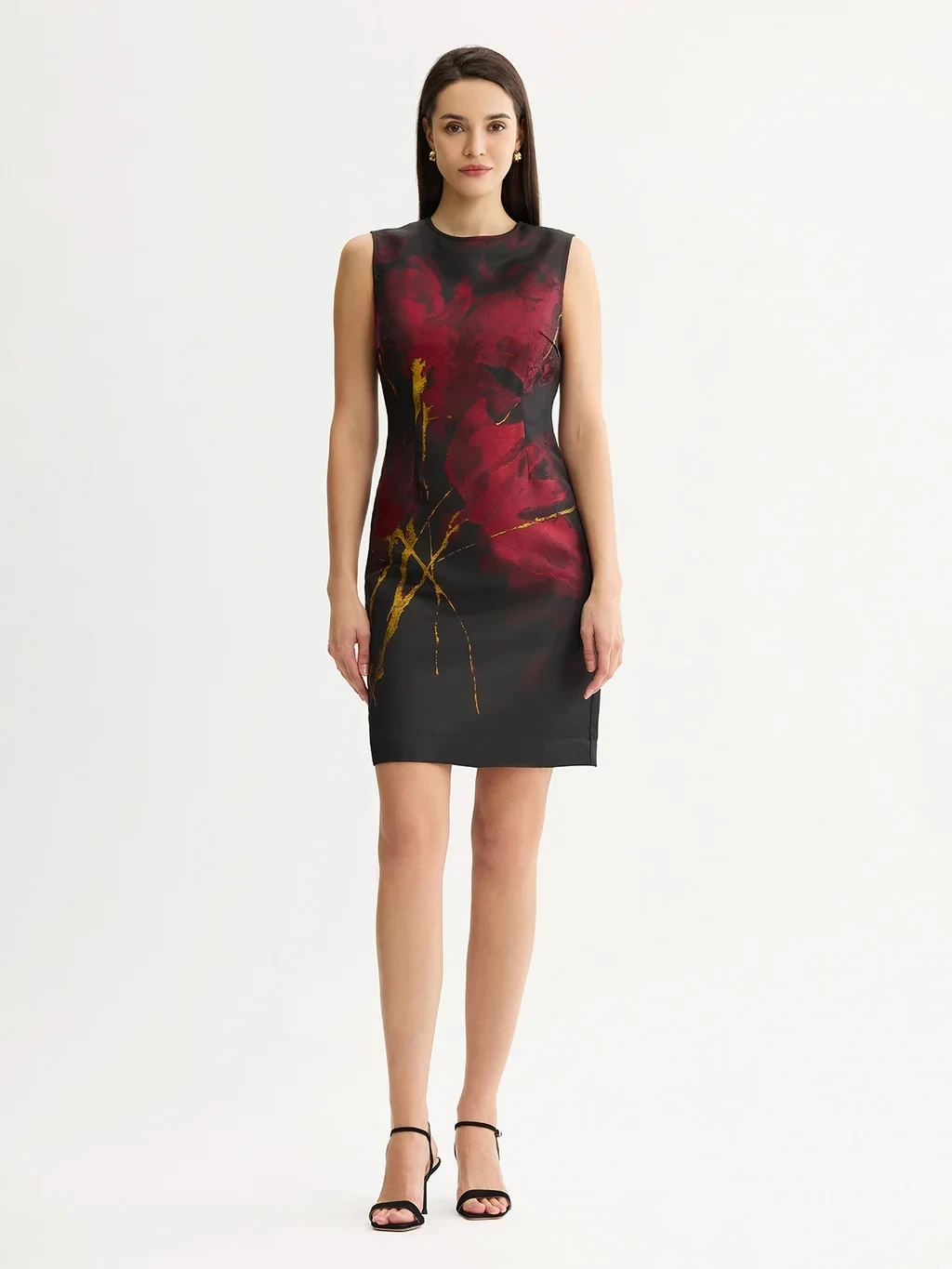 Floral Lurex Woven Jacquard Sheath Dress