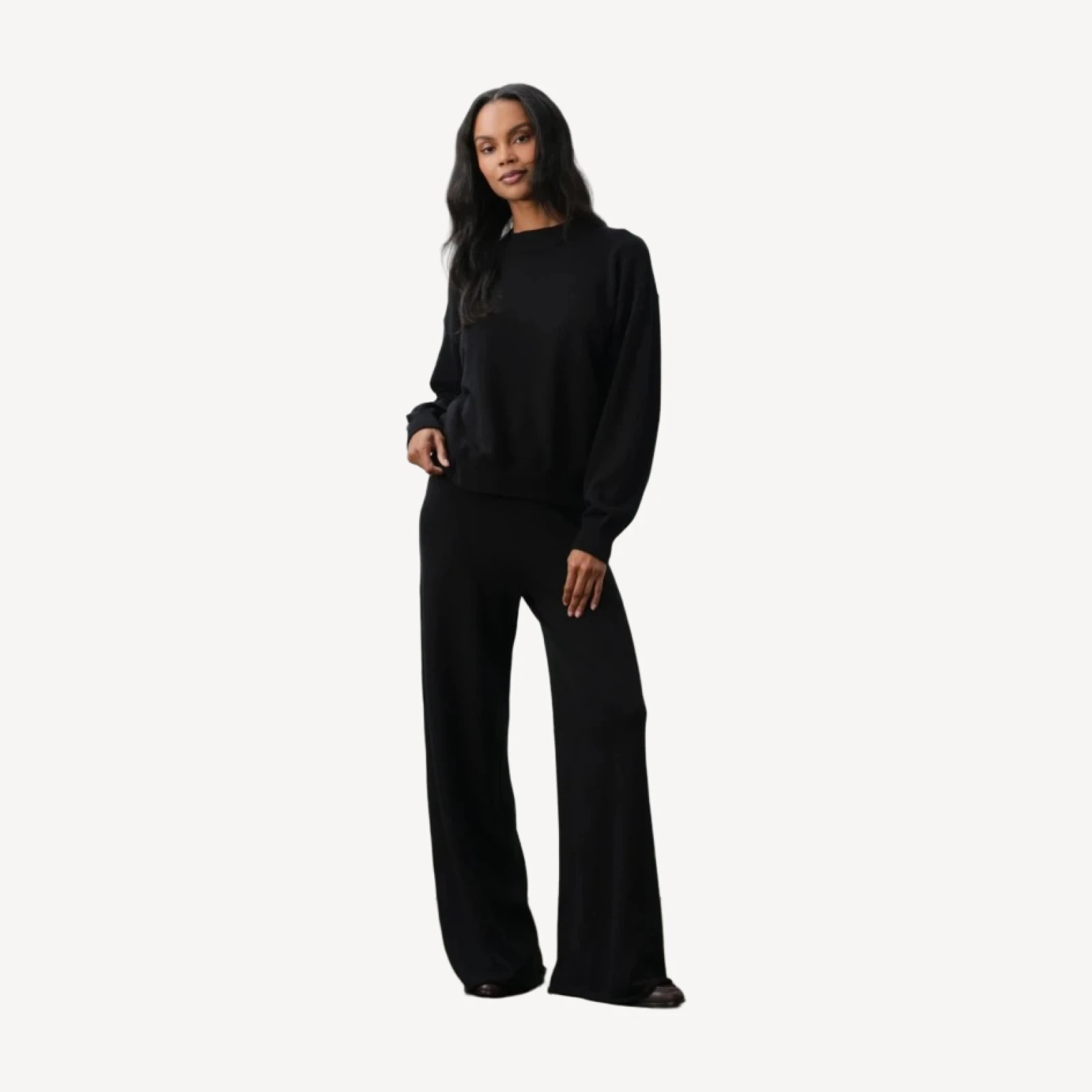 BIANKA COTTON CASHMERE PULLOVER - BLACK