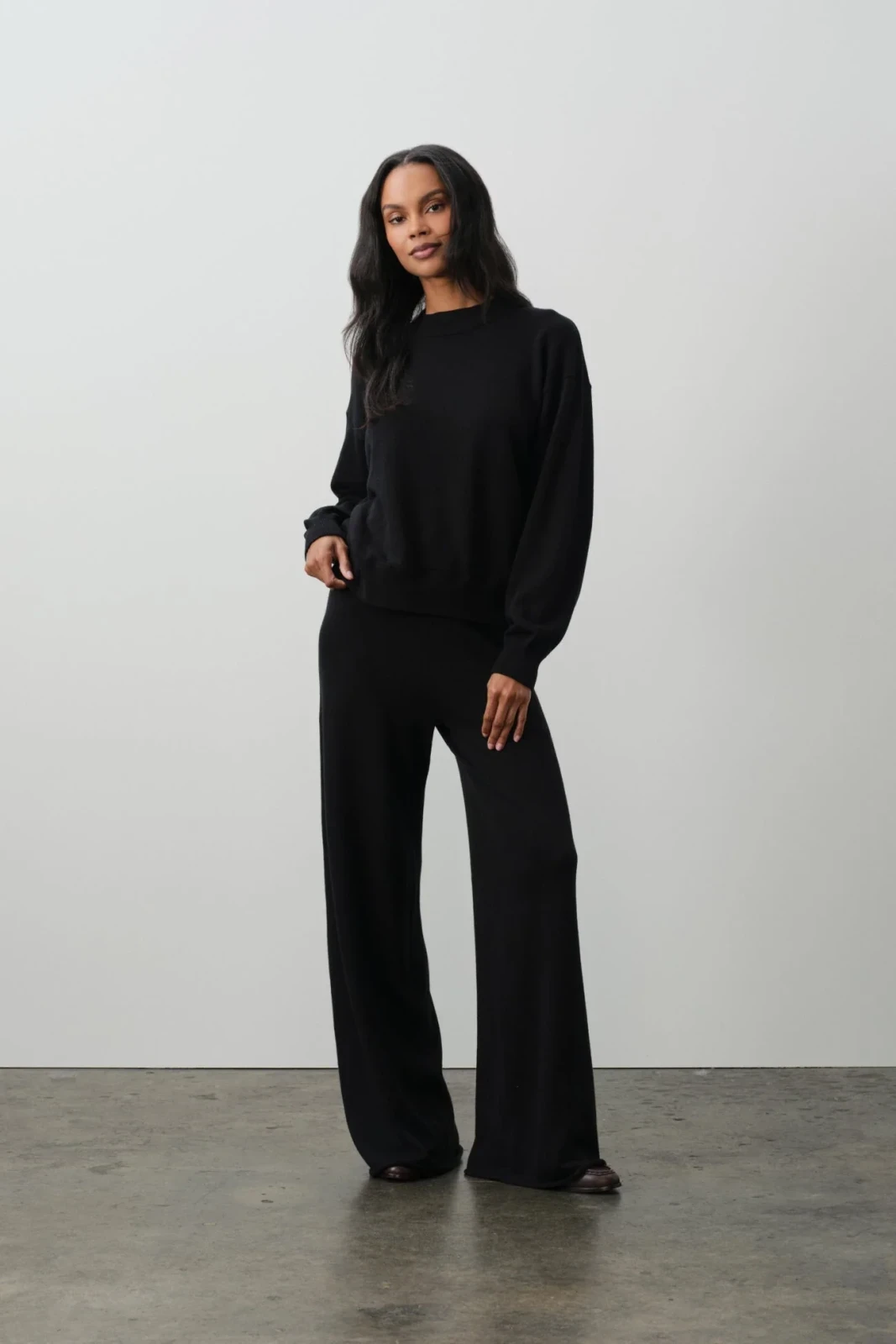 BIANKA COTTON CASHMERE PULLOVER - BLACK