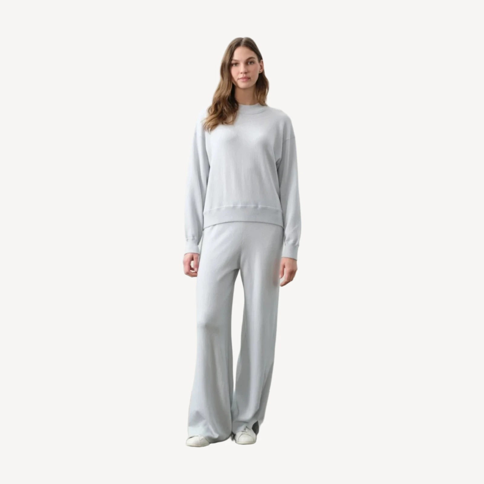 BIANKA COTTON CASHMERE PULLOVER - CLOUD
