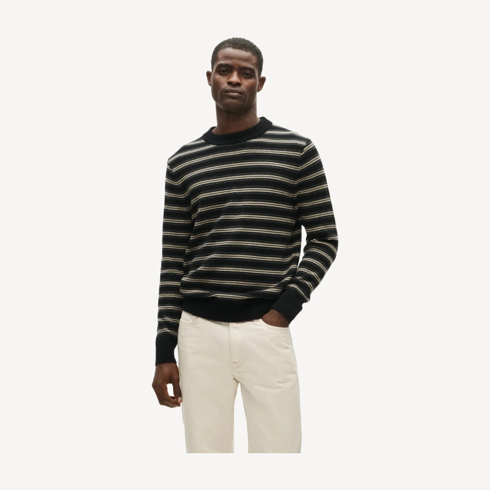 Midweight cashmere sweater in stripe