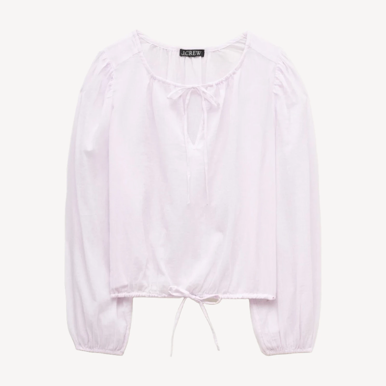 Drawstring-waist top in featherweight voile