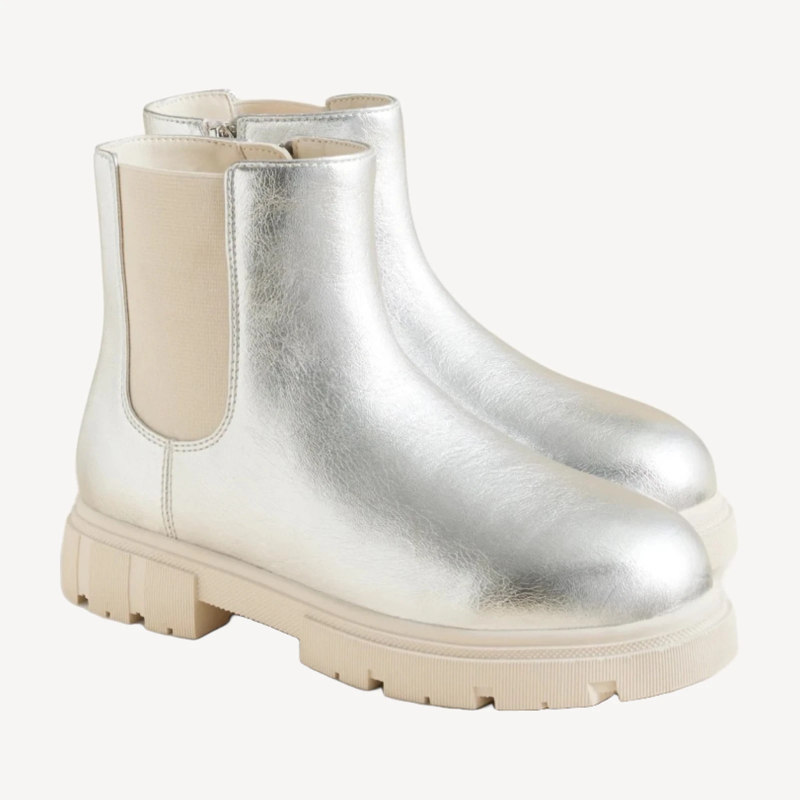 Girls' lug-sole boots in metallic