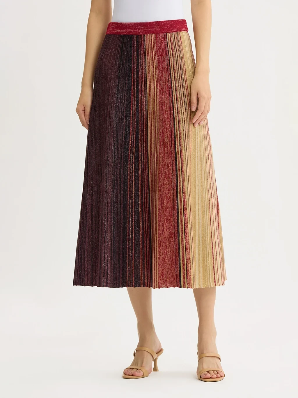 Flared Shimmer Lurex Knit Maxi Skirt
