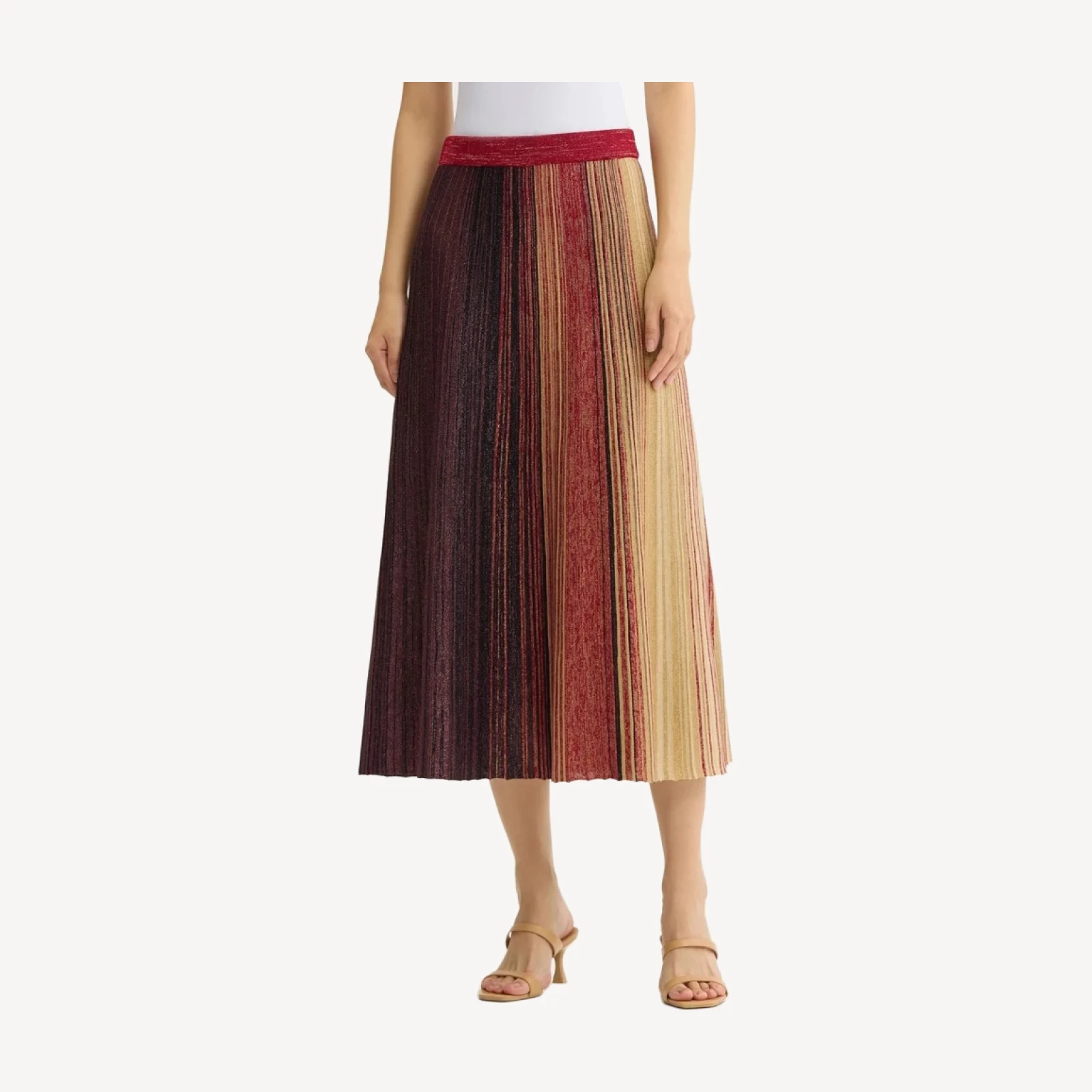 Flared Shimmer Lurex Knit Maxi Skirt