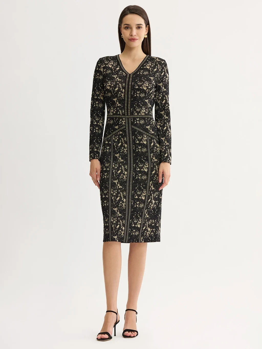 Lurex Abstract Soft Knit Sheath Dress