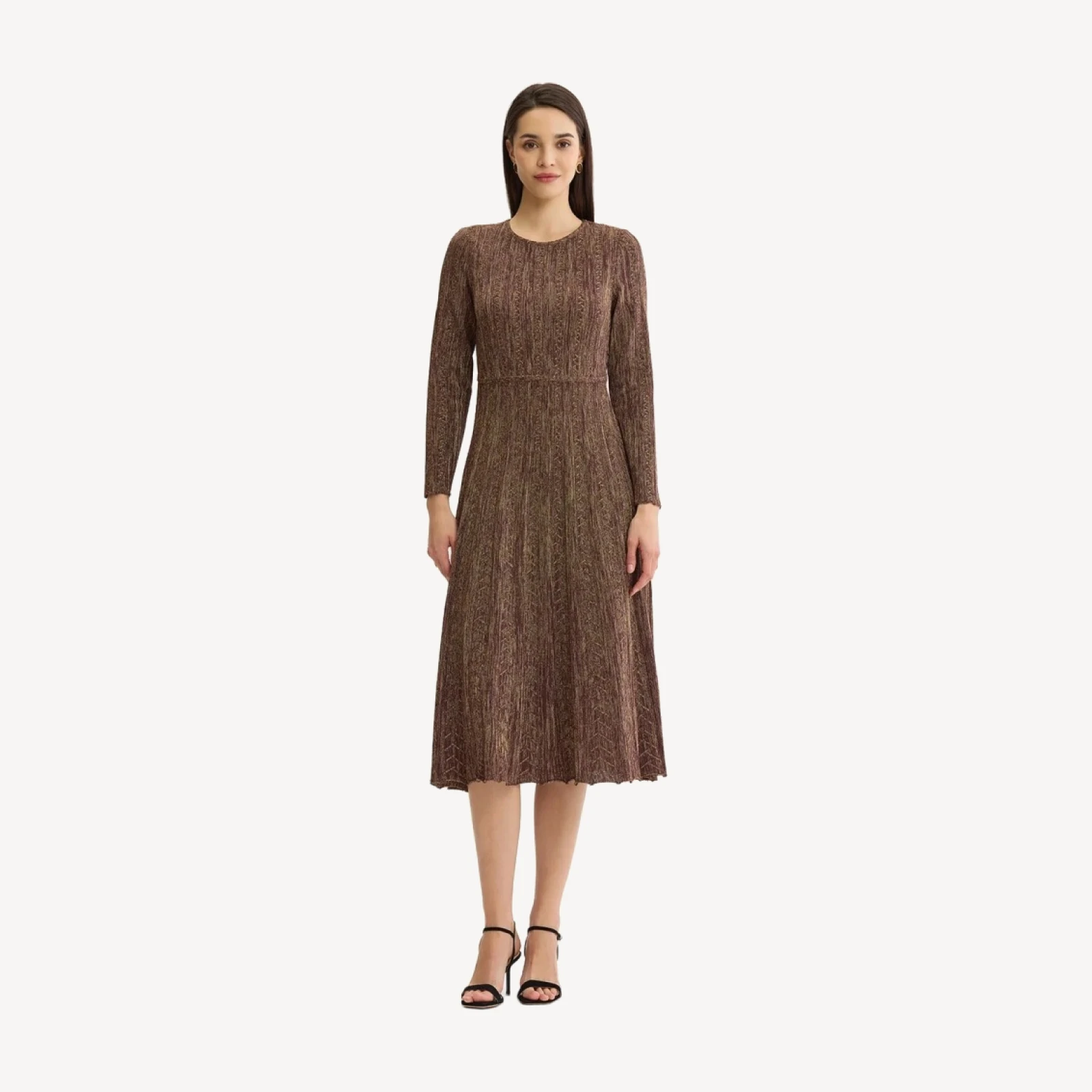 Fit & Flare Shimmer Lurex Knit Maxi Dress