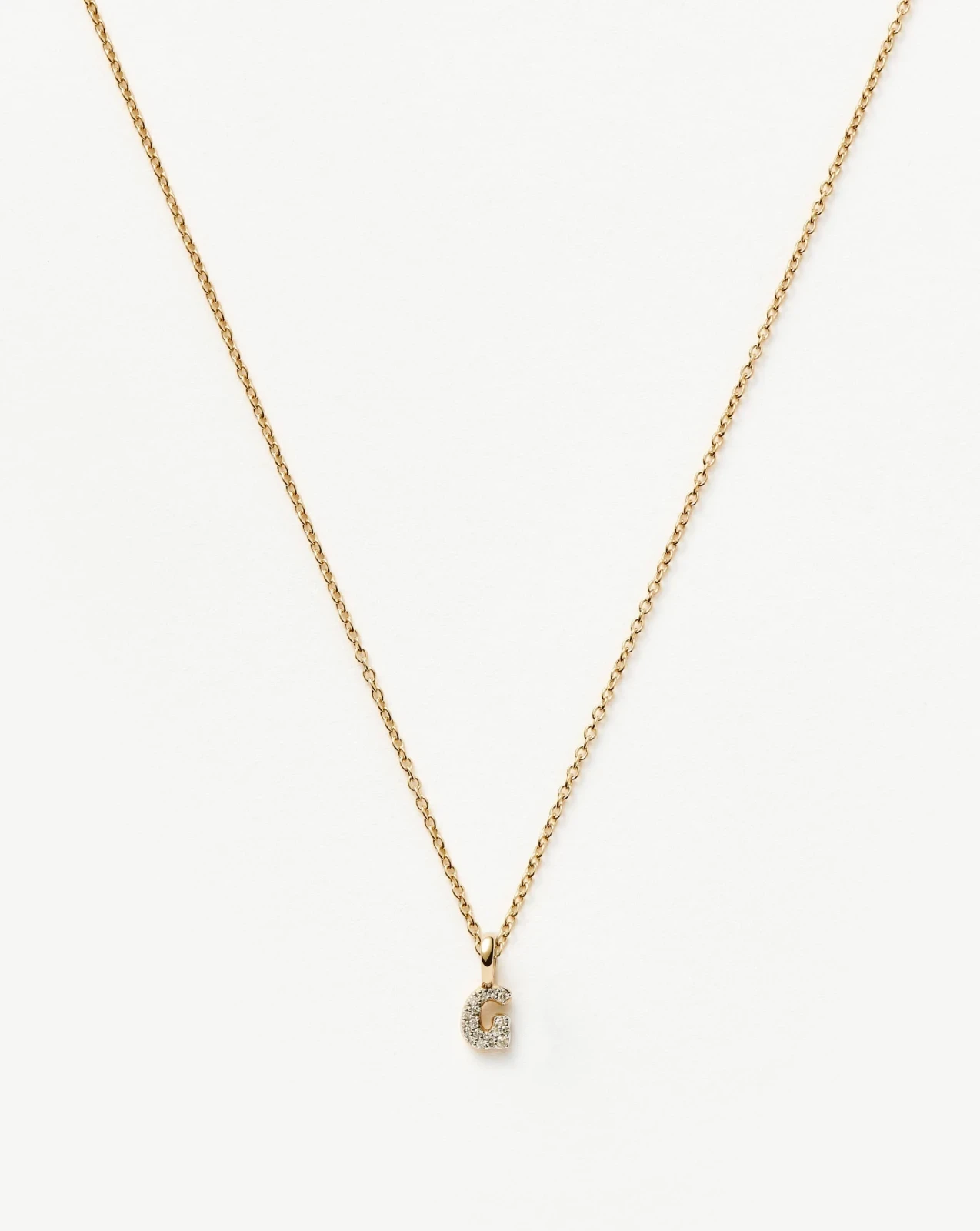 Solid Gold Diamond Initial Mini Pendant Necklace - G | 14ct Solid Yellow Gold Plated/Diamond