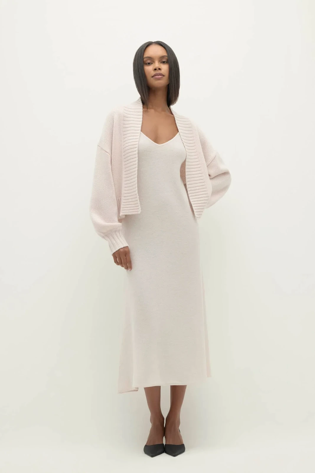 ROBERTA SEQUIN CARDIGAN - SHELL PINK SEQUIN