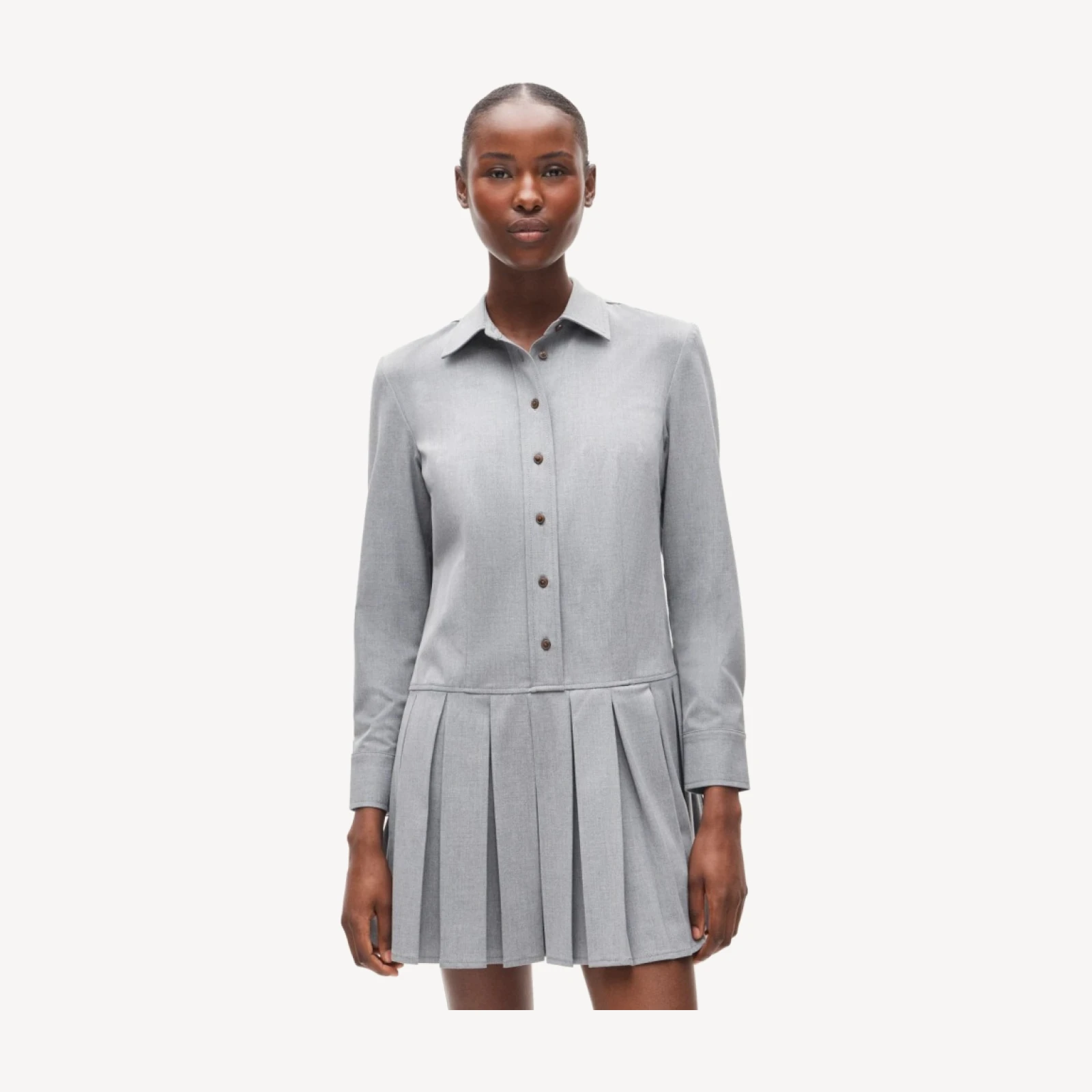 Ophelia long-sleeve shirt-dress in Gramercy suiting