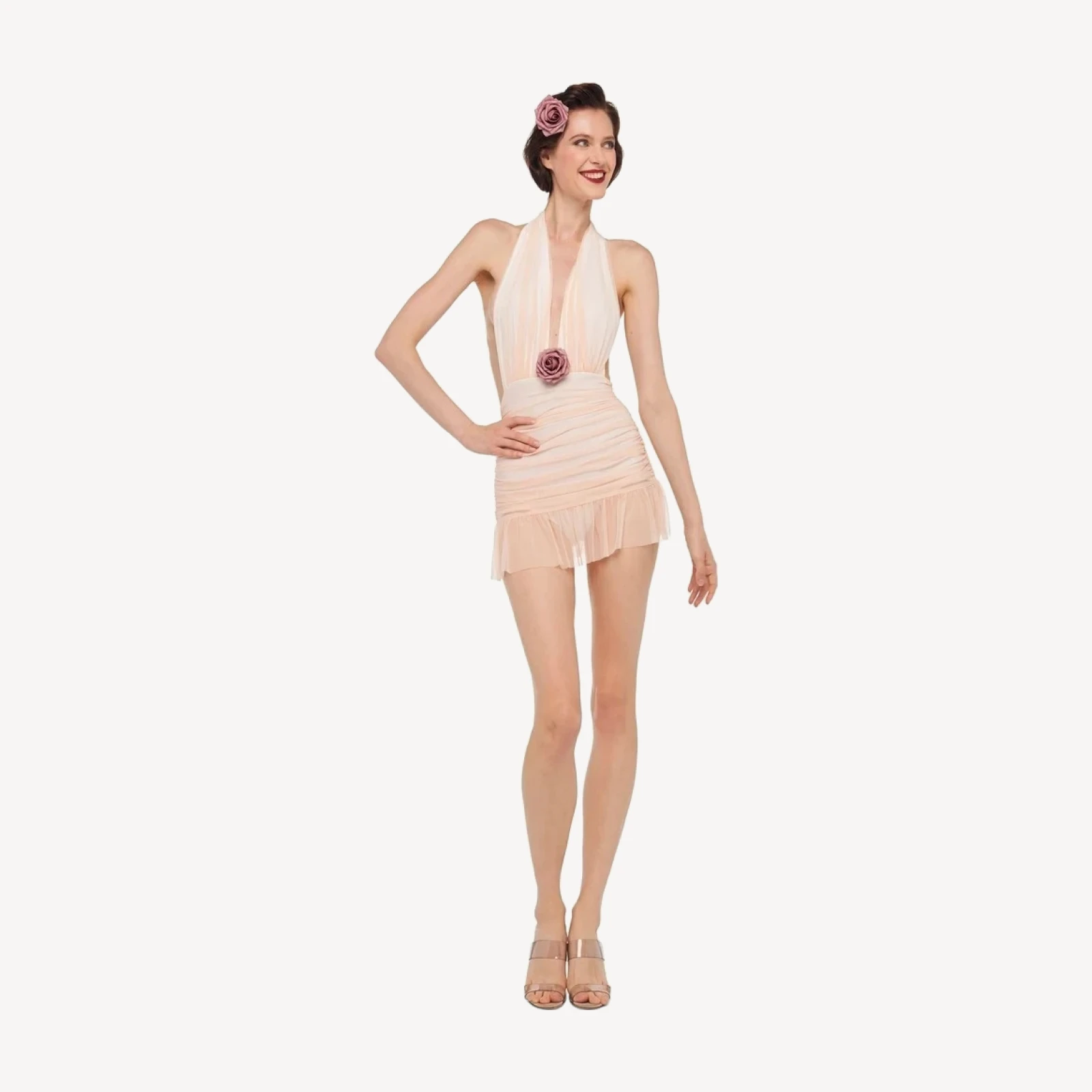 RUFFLE HALTER MIO MINI DRESS