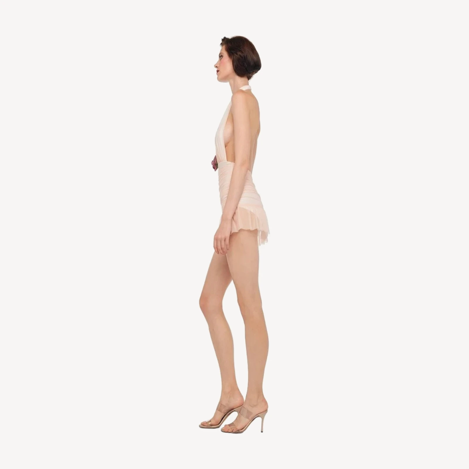 RUFFLE HALTER MIO MINI DRESS