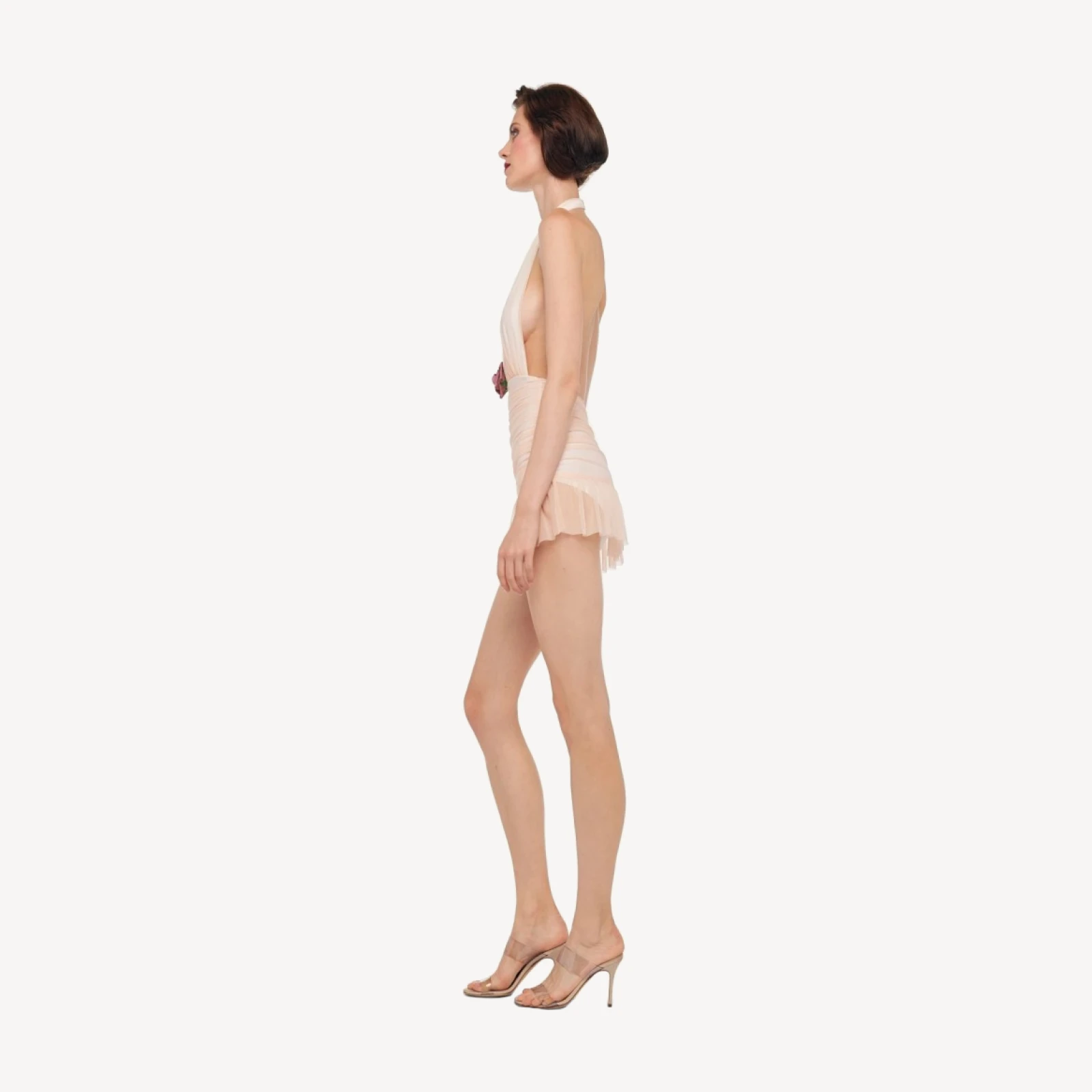 RUFFLE HALTER MIO MINI DRESS