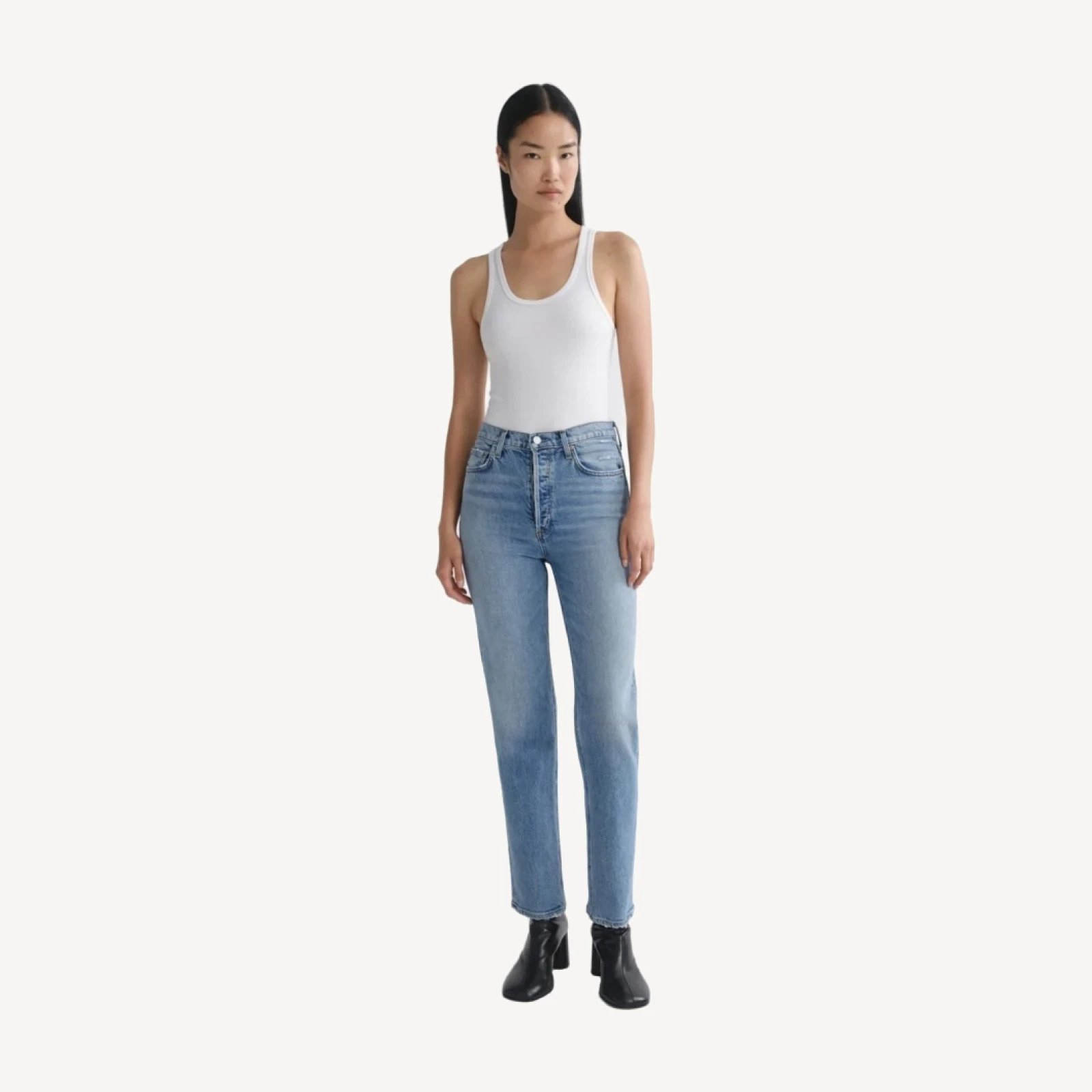 90's Pinch Waist High Rise Straight Long (Weightless Stretch) in Renew