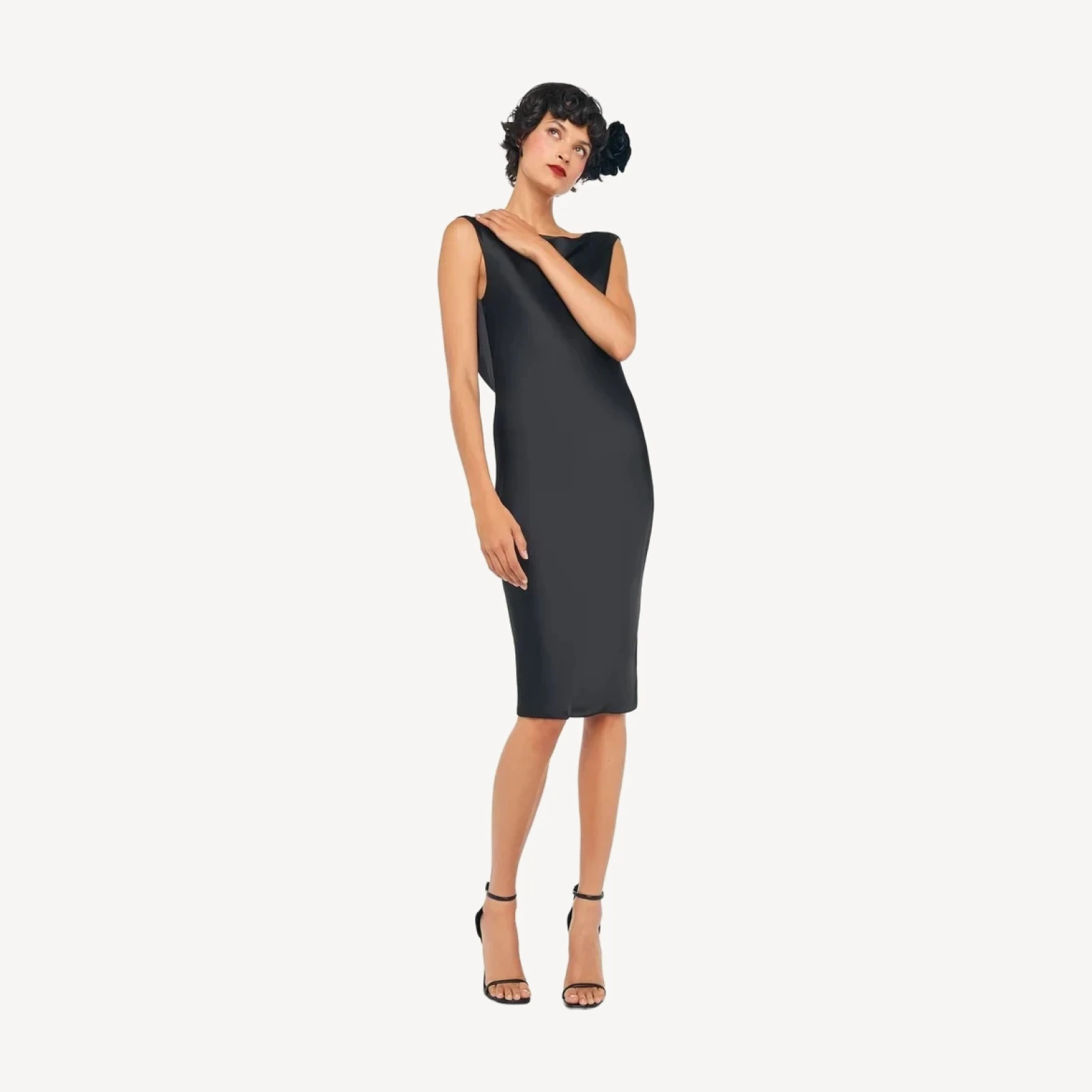 SLEEVELESS LOW BACK DRAPE MINI DRESS