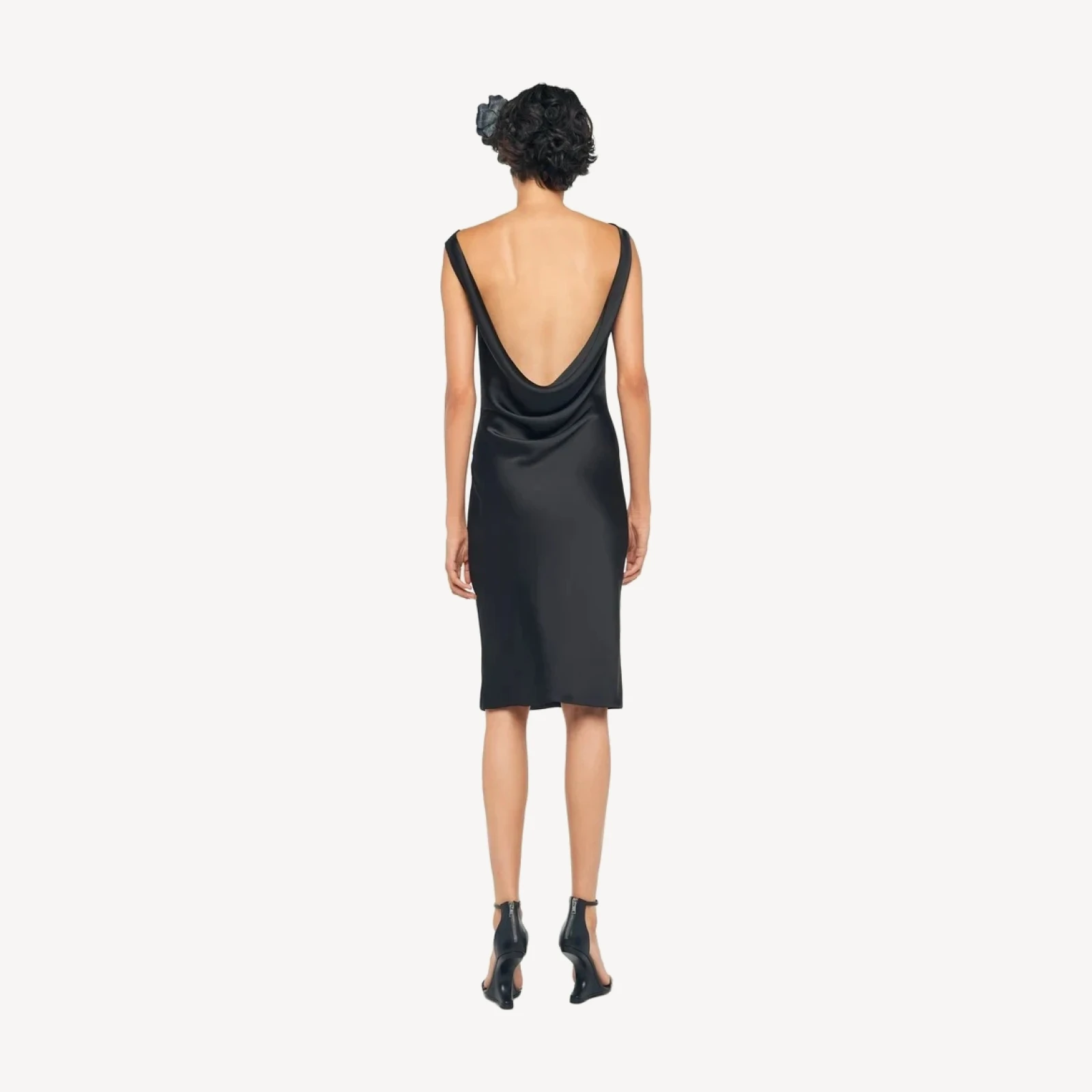SLEEVELESS LOW BACK DRAPE MINI DRESS