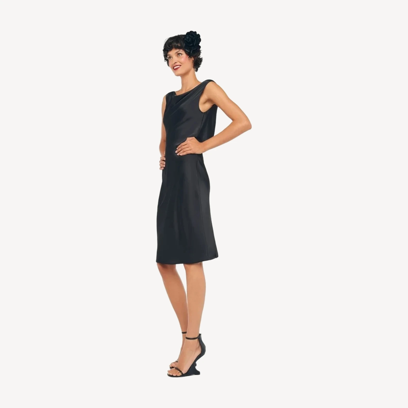 SLEEVELESS LOW BACK DRAPE MINI DRESS