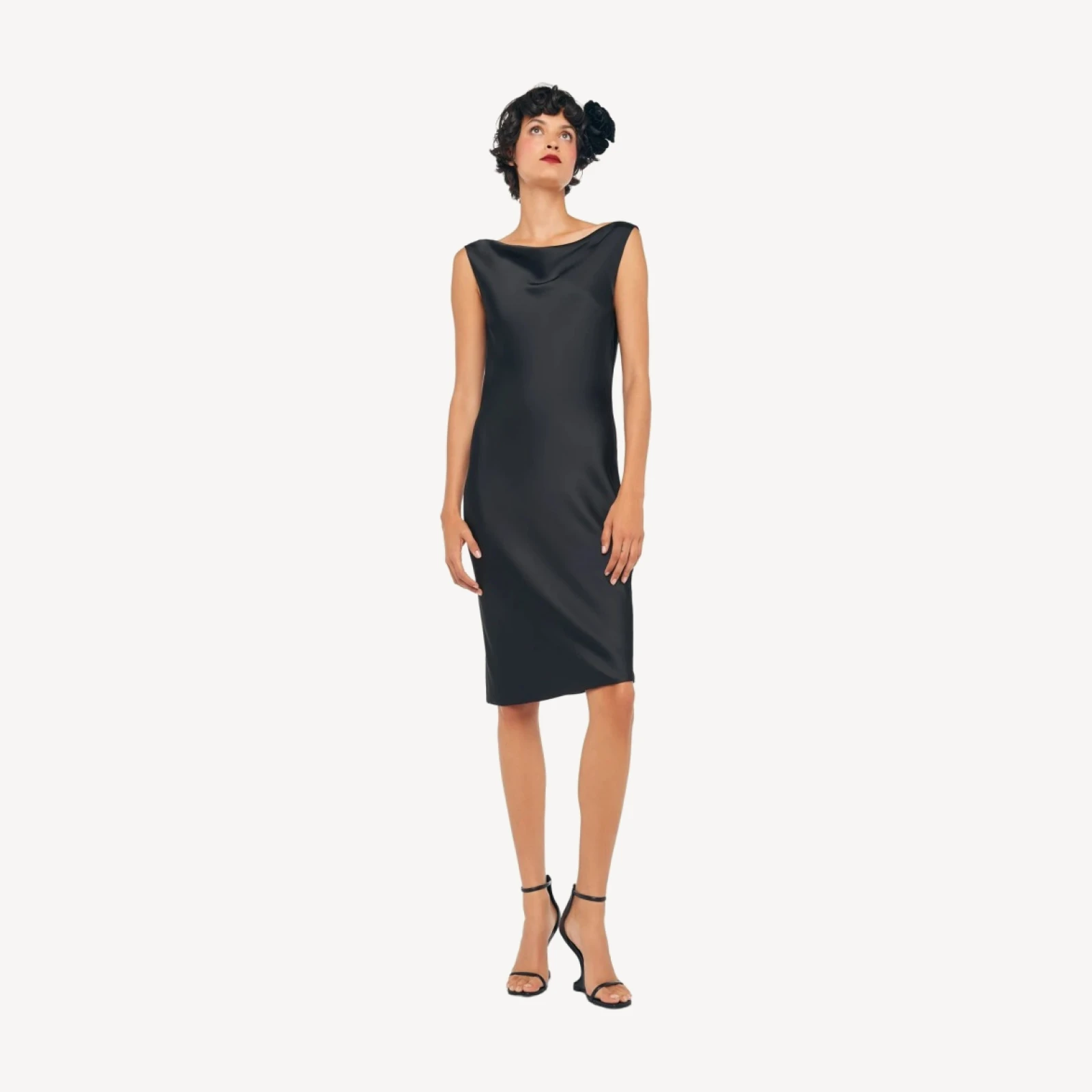 SLEEVELESS LOW BACK DRAPE MINI DRESS