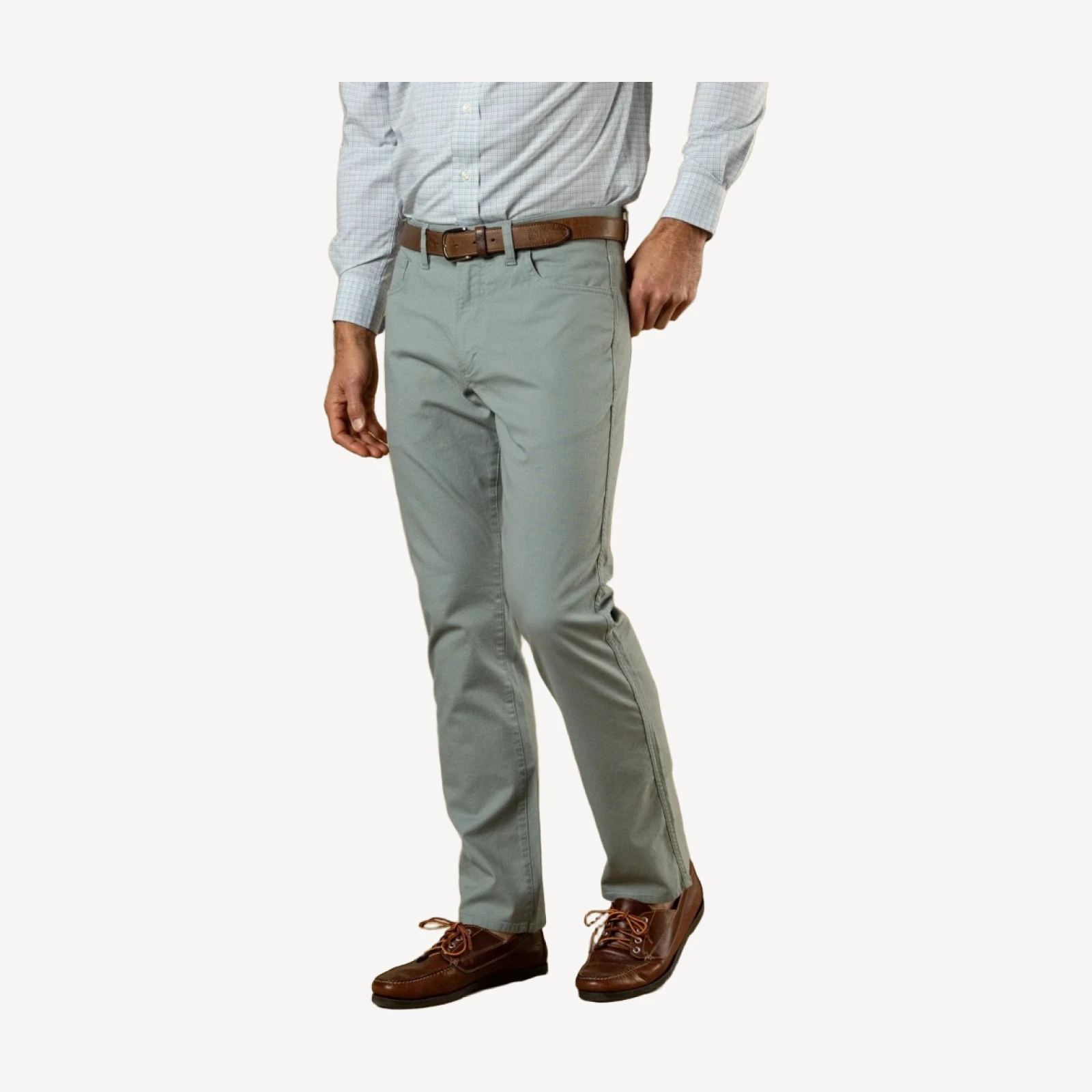 Classic Fit Pinpoint Canvas Five-Pocket - Pewter Grey