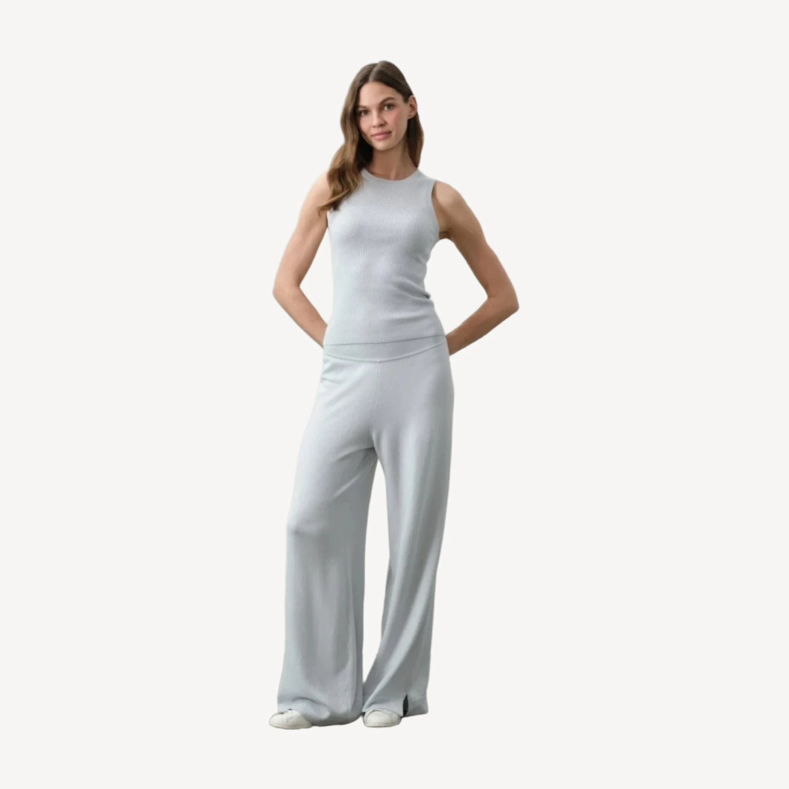 ARIAH COTTON CASHMERE PANT - CLOUD