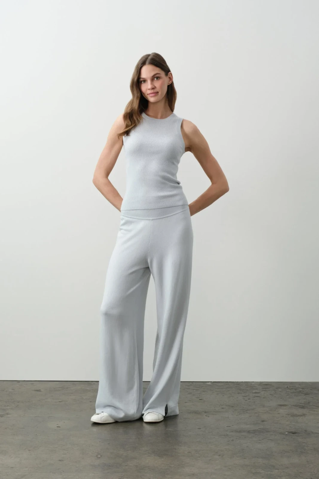 ARIAH COTTON CASHMERE PANT - CLOUD