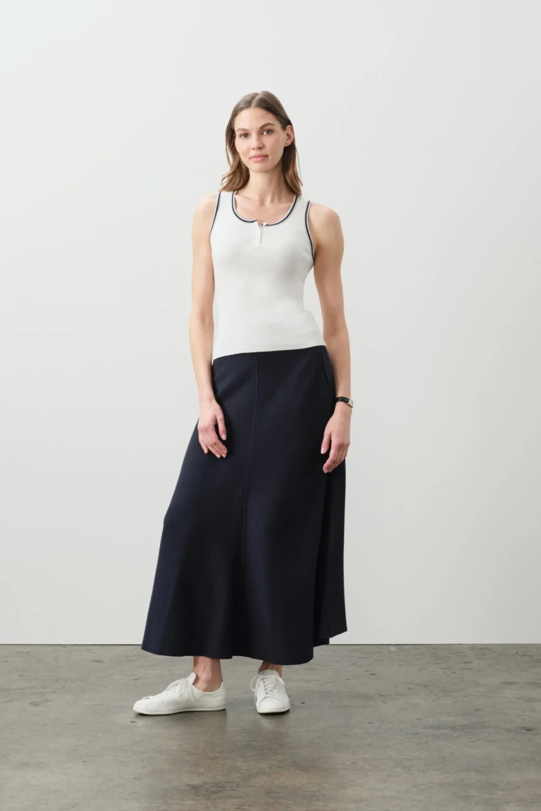CAMILLE COTTON CASHMERE TANK - ECRU/MULTI