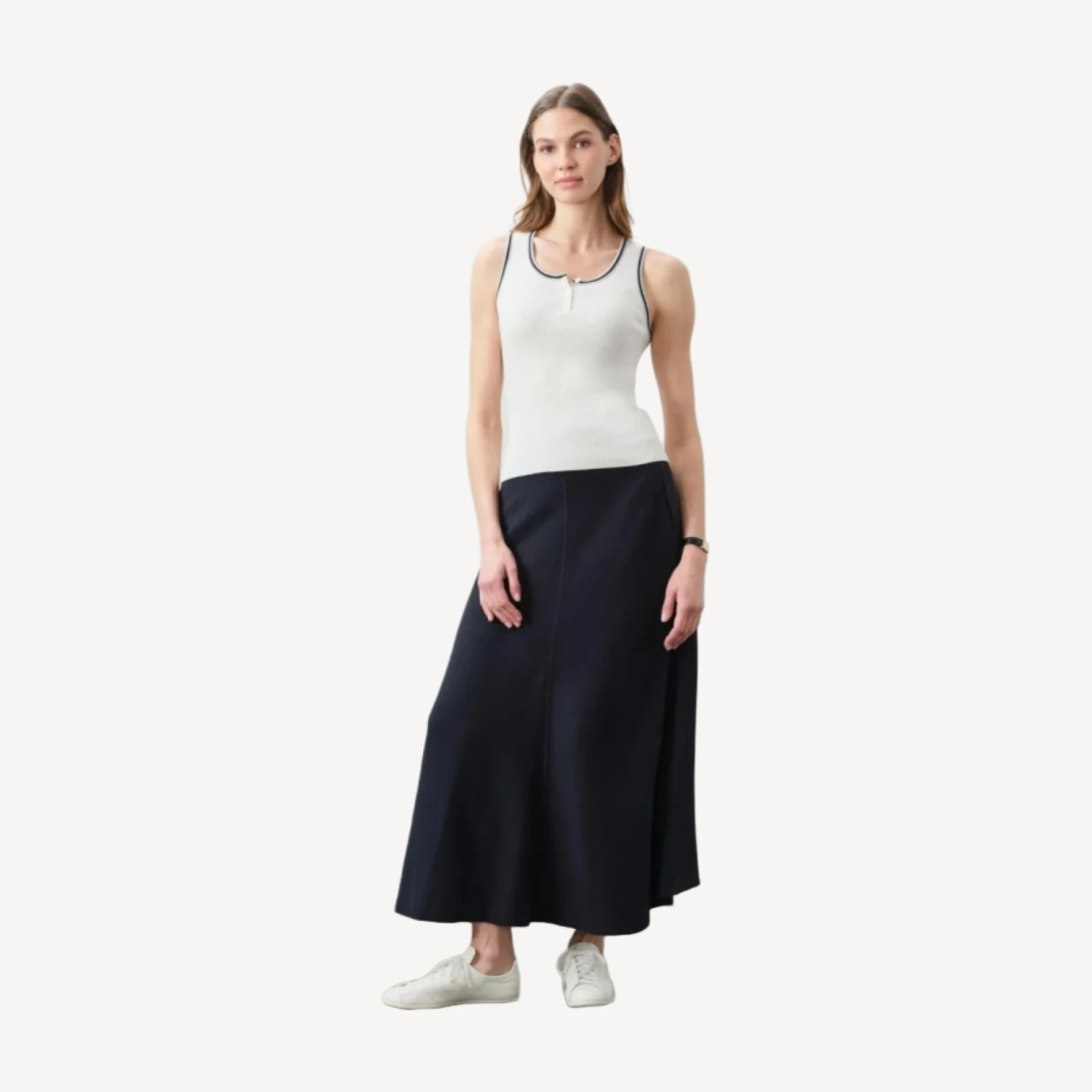 CAMILLE COTTON CASHMERE TANK - ECRU/MULTI