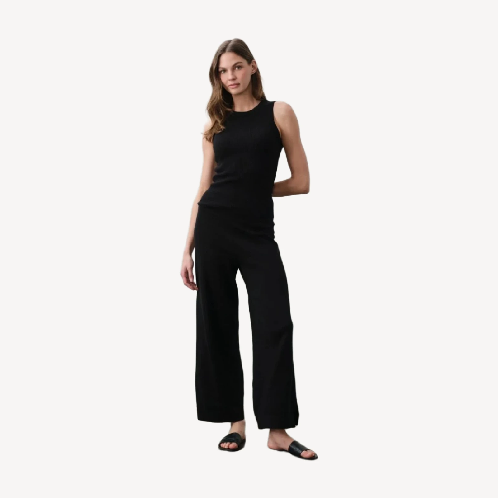 ARIAH COTTON CASHMERE PANT - BLACK