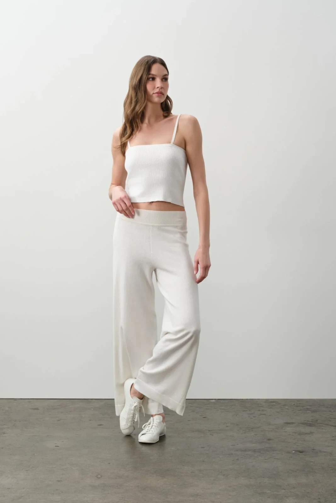 ARIAH COTTON CASHMERE PANT - ECRU