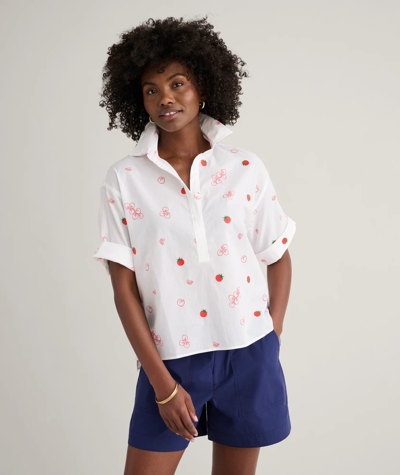 Cotton Tomato Print Chrissy Shirt