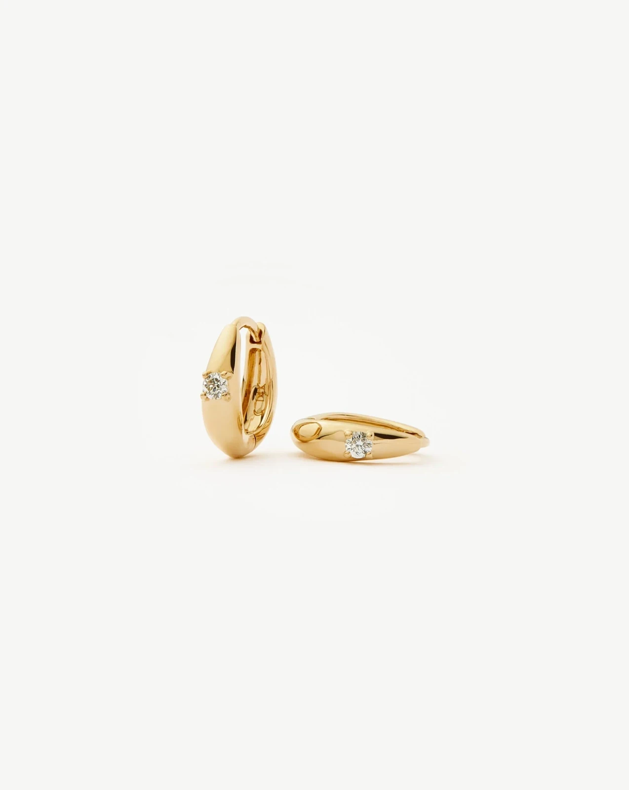 Solid Gold Diamond Dome Huggies | 9ct Solid Yellow Gold/Diamond