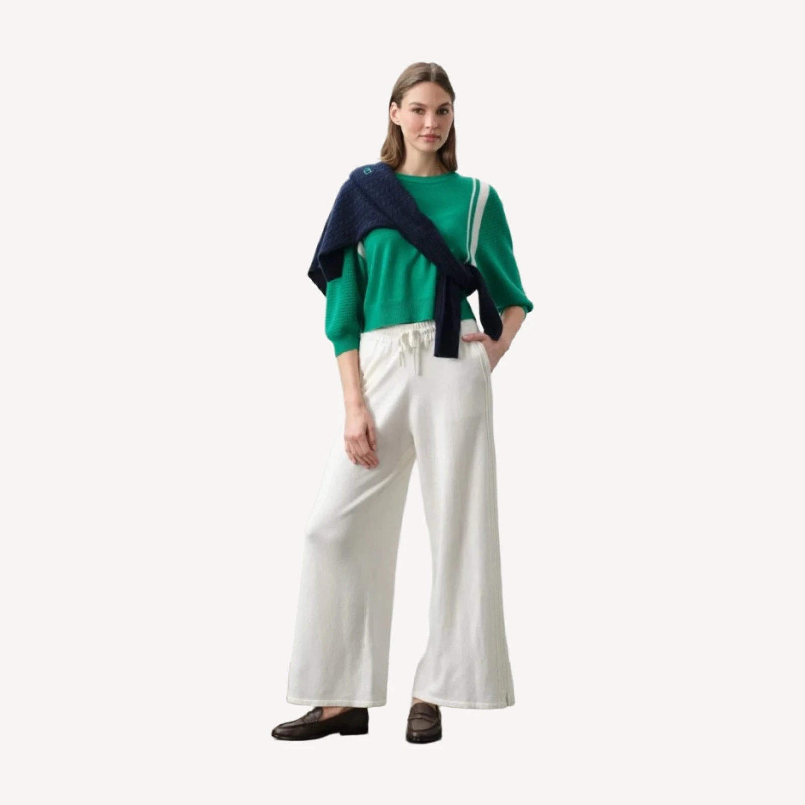 AMANDA CROPPED DOLMAN CREWNECK - TURF/ECRU