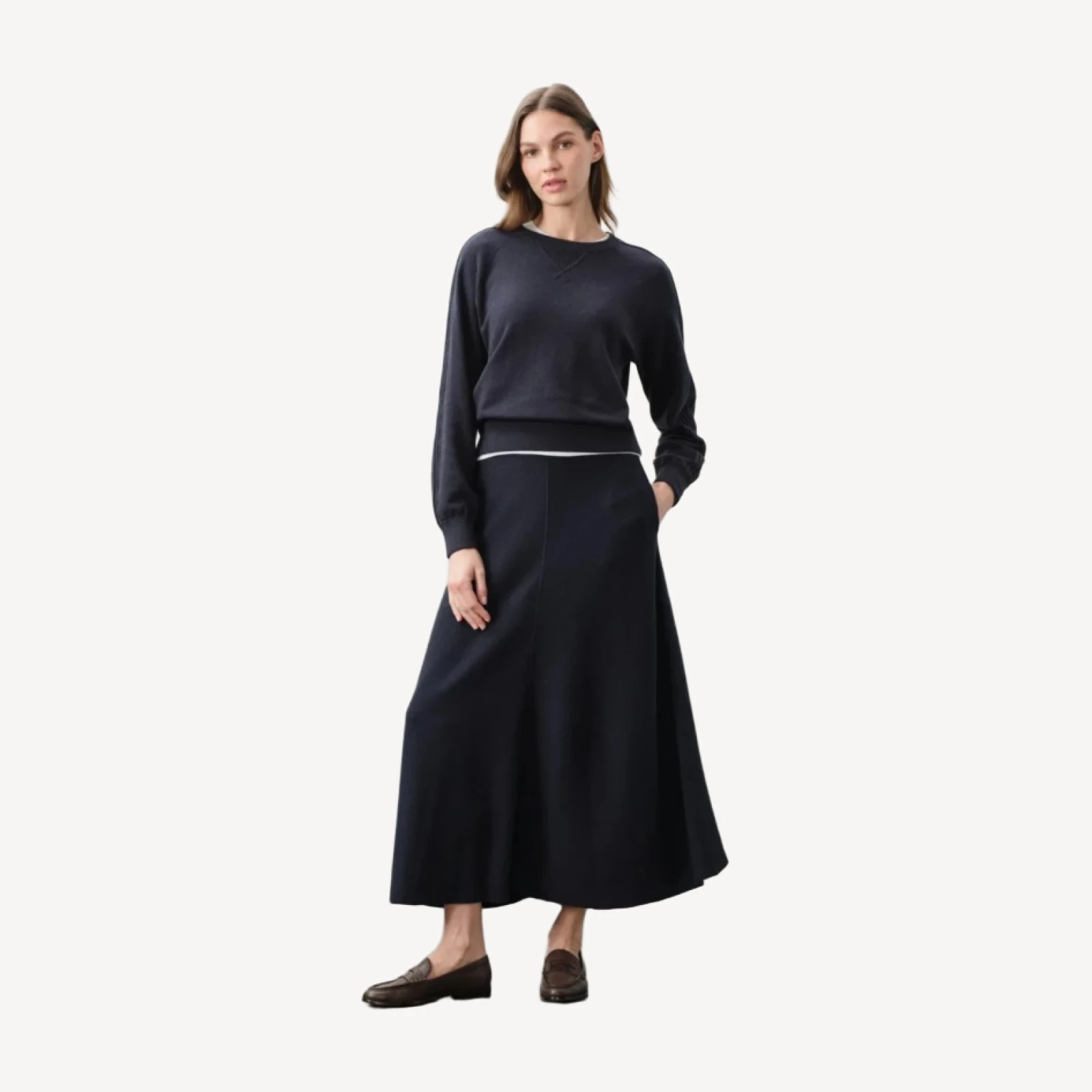 KATIE COTTON CASHMERE CREWNECK - NAVY