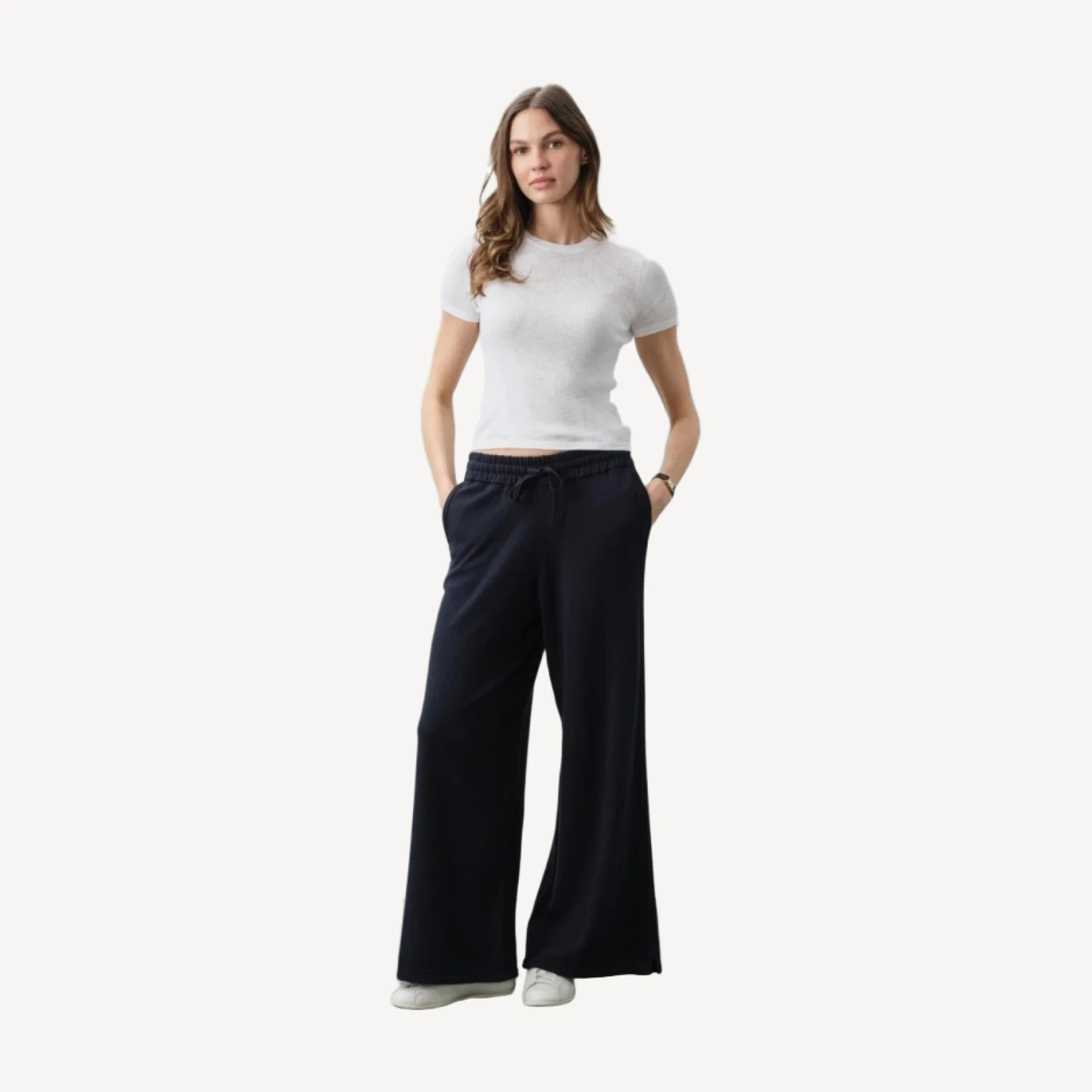 ASHLYN COTTON CASHMERE TRACK PANTS - NAVY