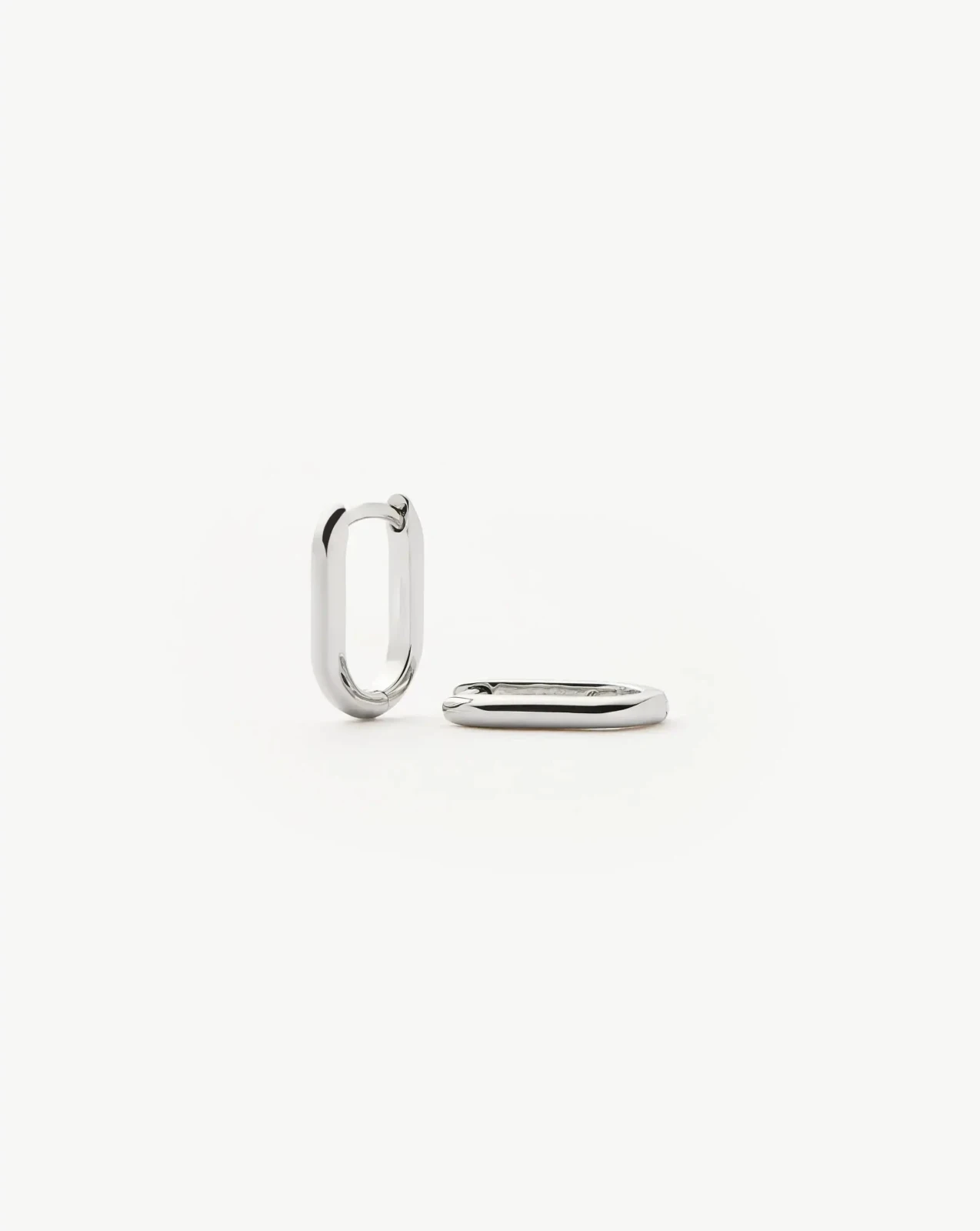 Solid Gold Ovate Mini Hoop Earrings | 9ct Solid White Gold