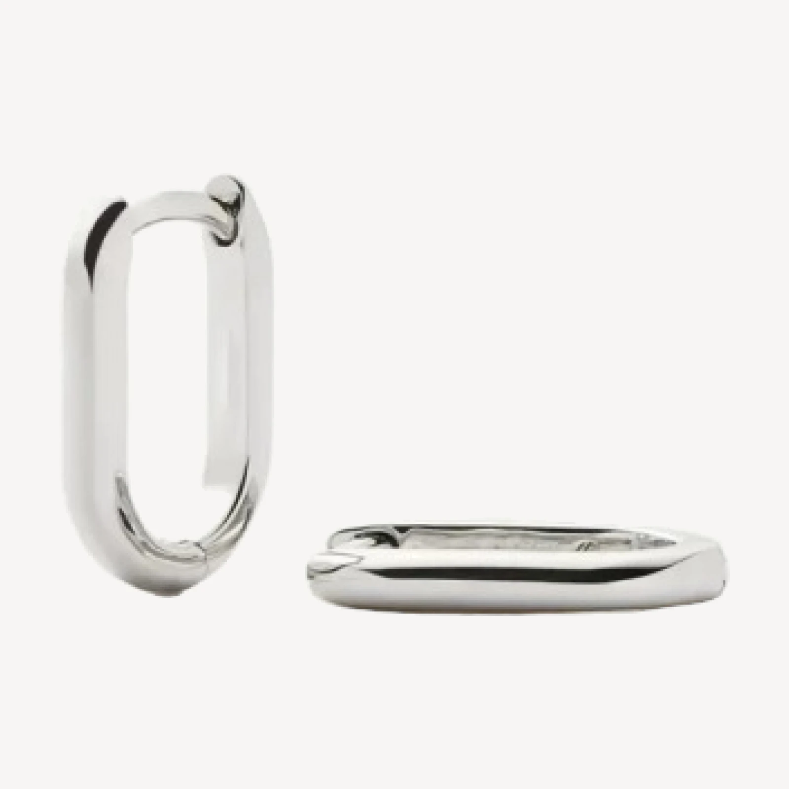Solid Gold Ovate Mini Hoop Earrings | 9ct Solid White Gold