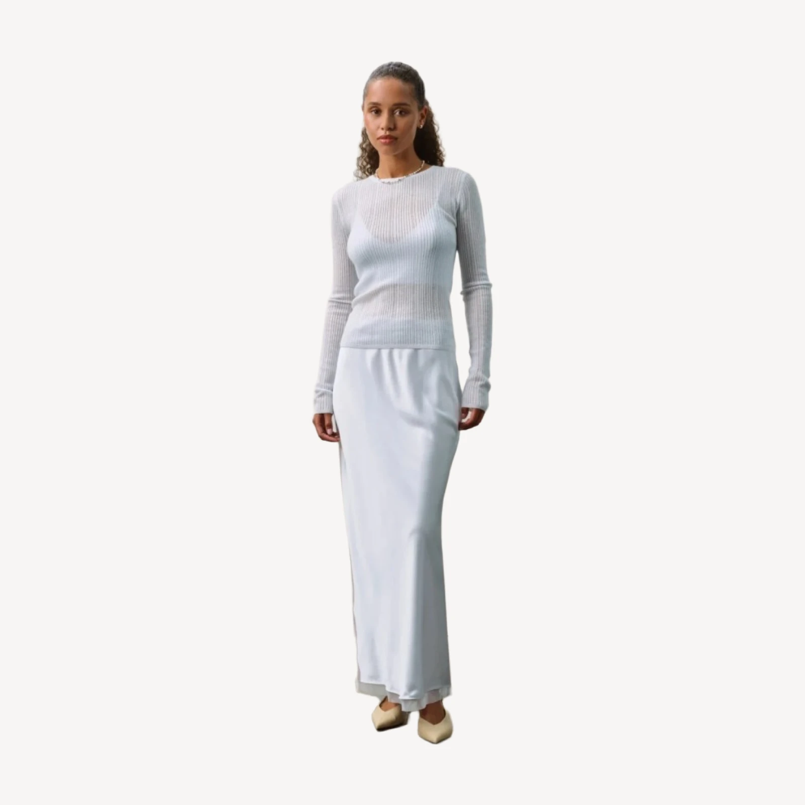 MABLE TRELLIS LONG SLEEVE CASHMERE TEE - CLOUD